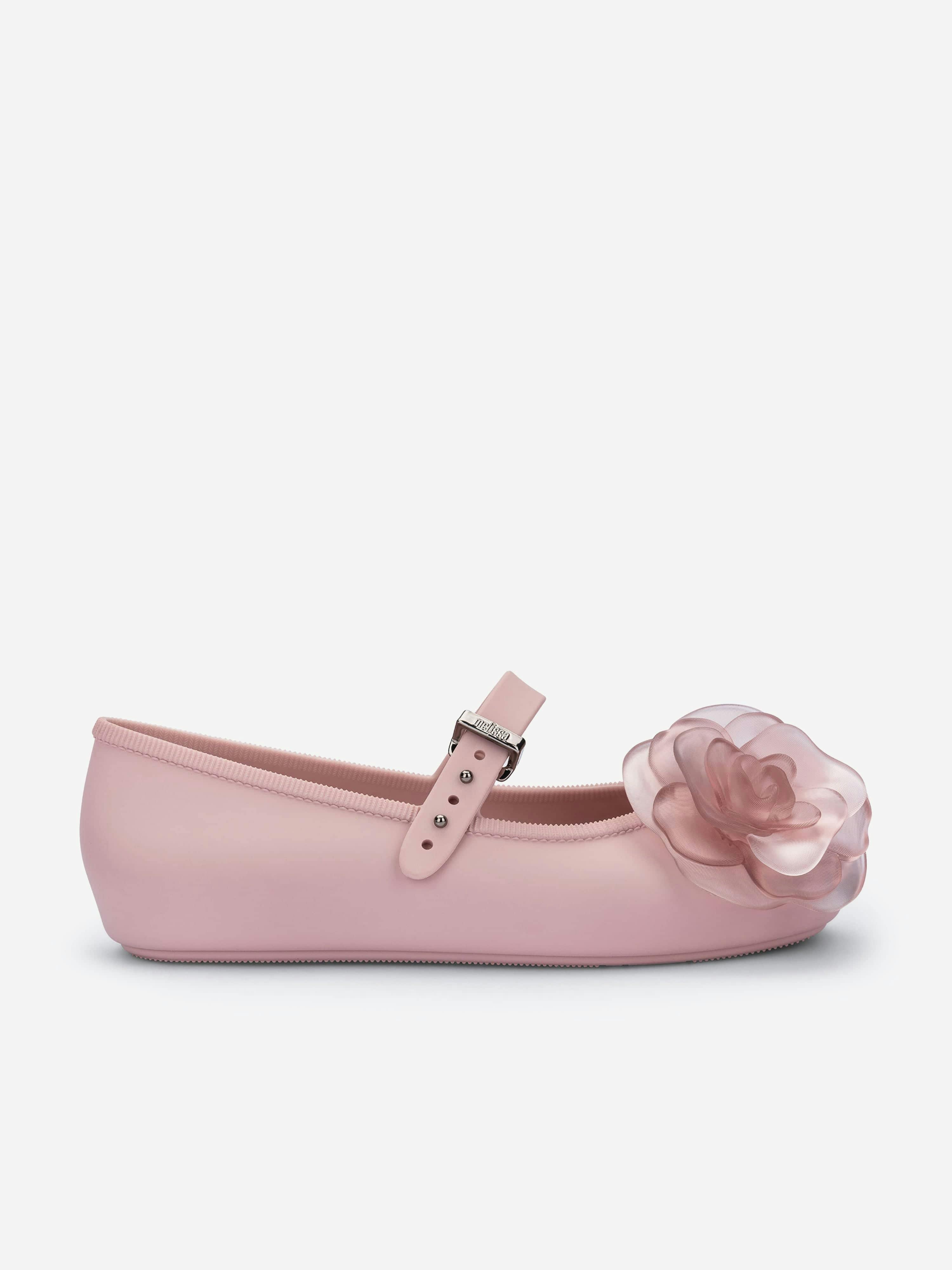Mini Melissa Girls Pink Soft Petals Ballerinas In - Eu 22 - 23 Uk 6