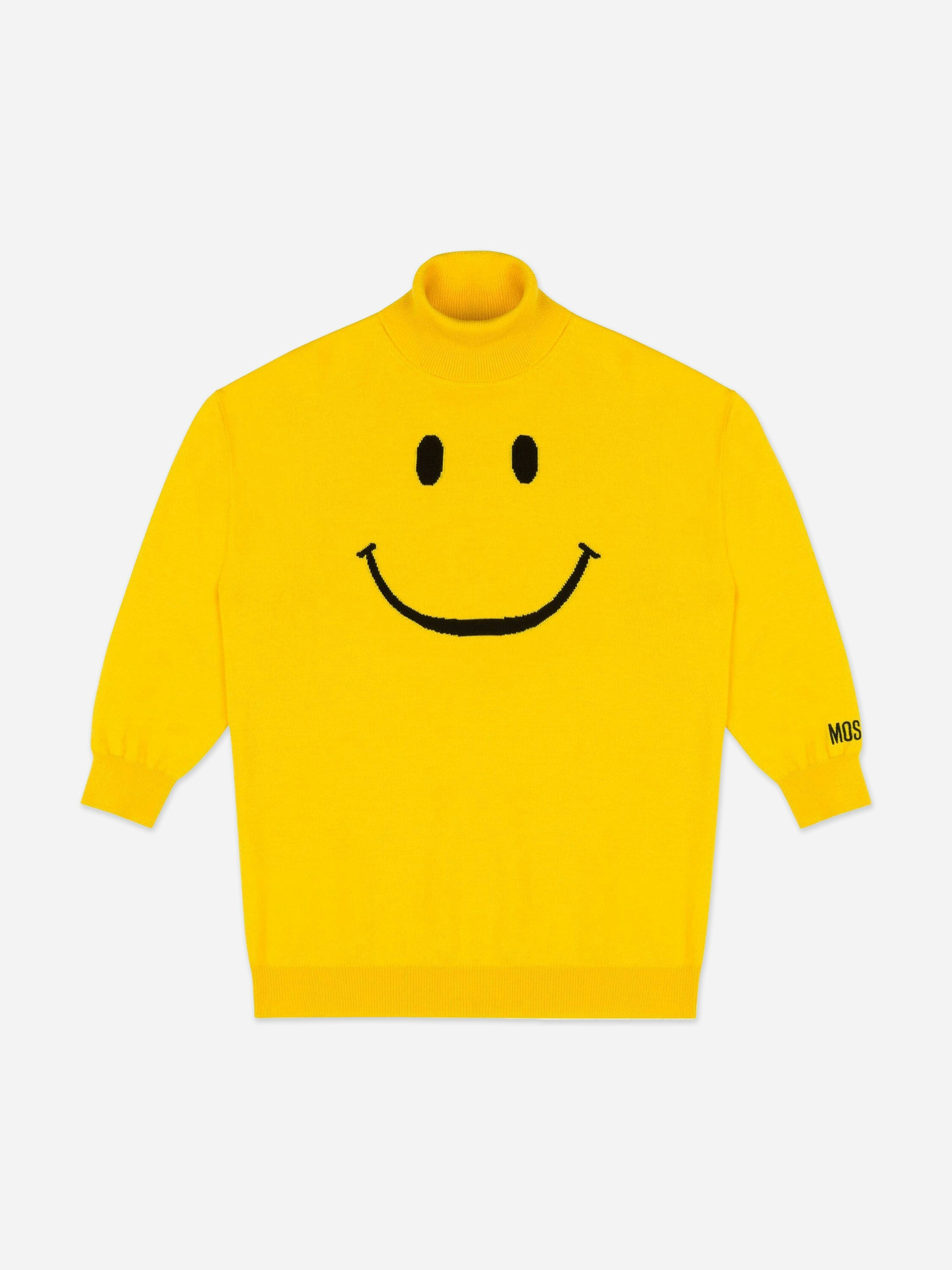 Moschino Kids Girls Yellow Moschino Smiley Face Knitted Dress In - 10 Yrs