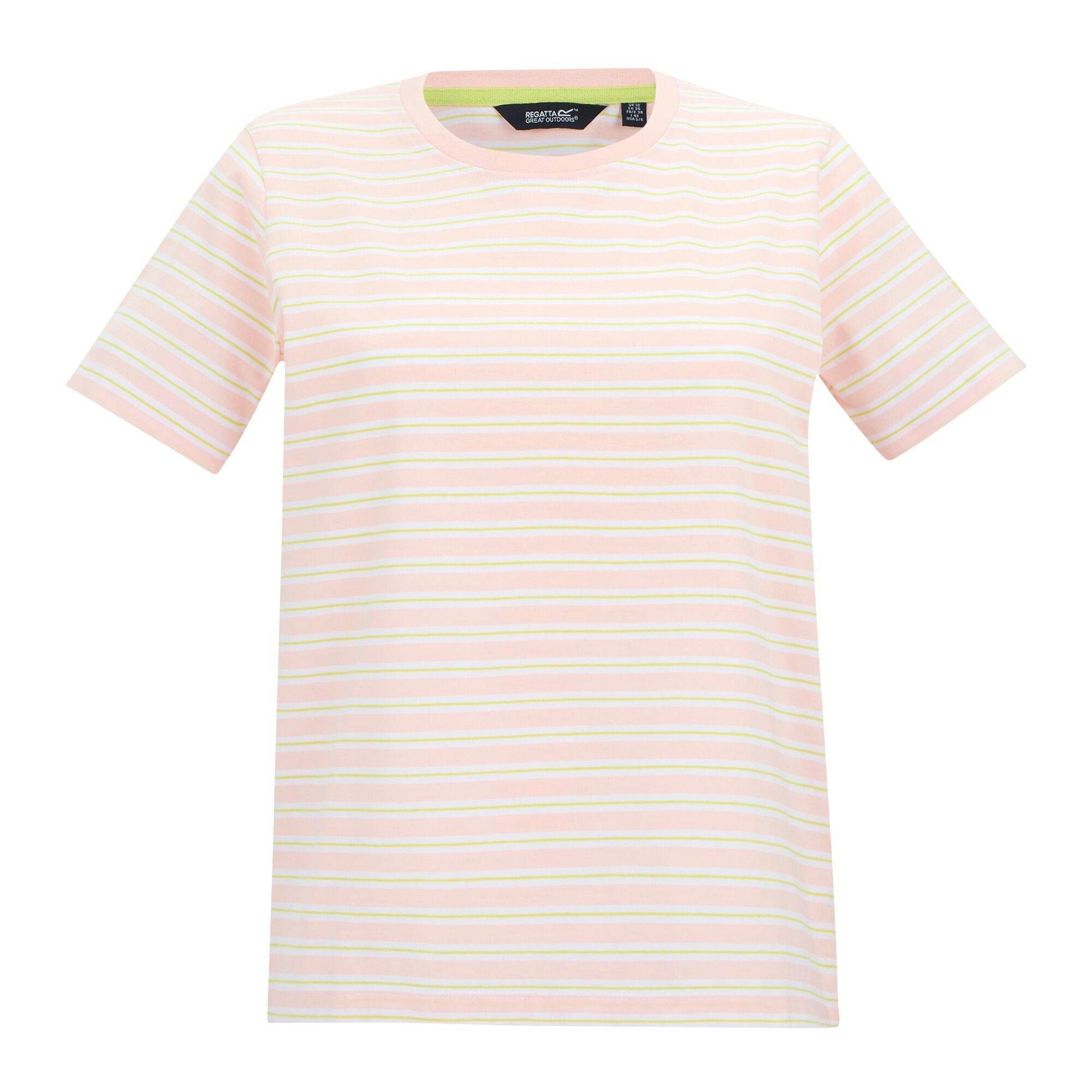 Regatta Women's Pink Bayletta Striped T-Shirt - Haze - 14 Uk - Haze - 60% Bci Cotton/40% Polyester