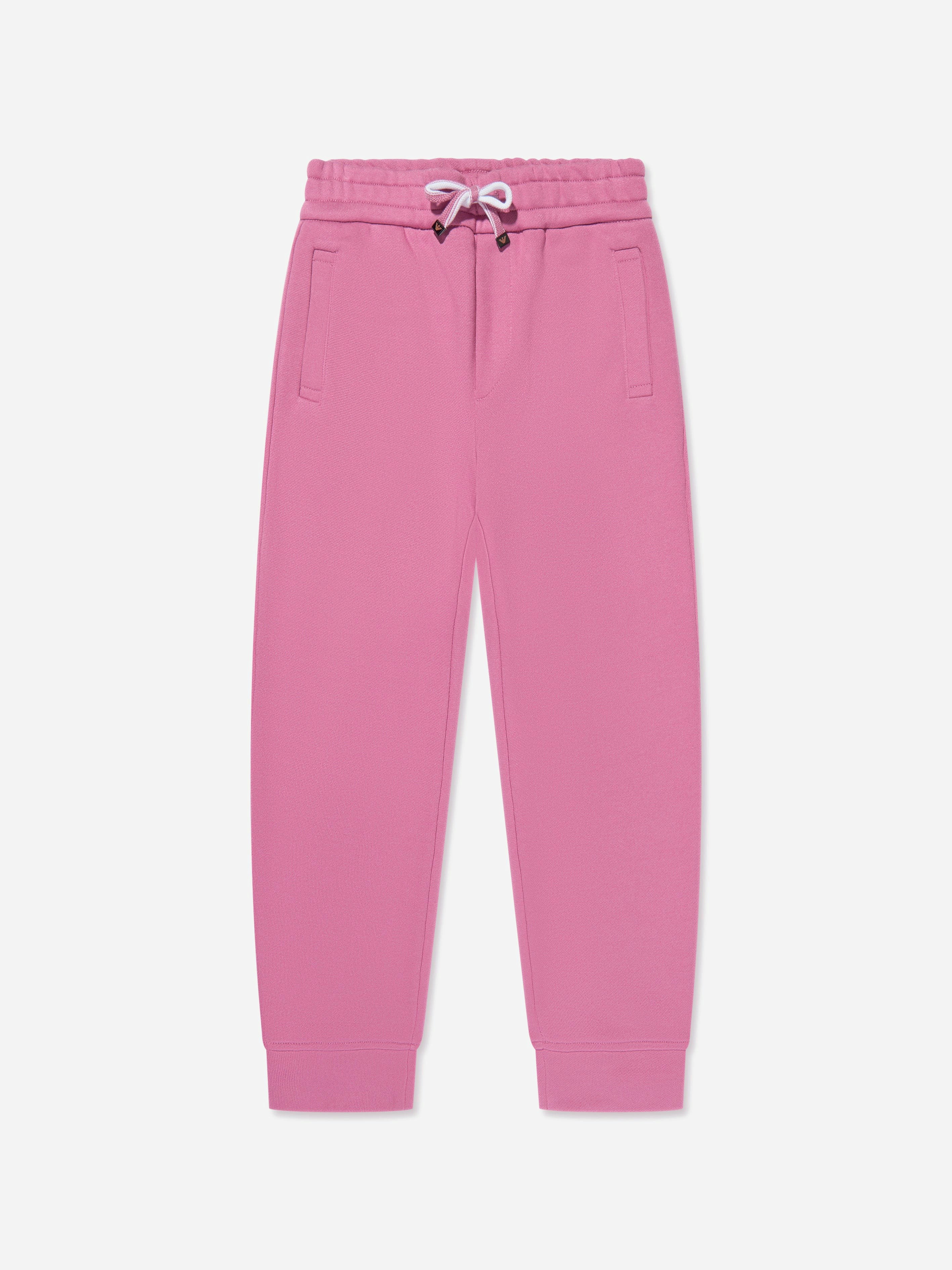 Emporio Armani Girls Pink Logo Joggers - 12 Yrs