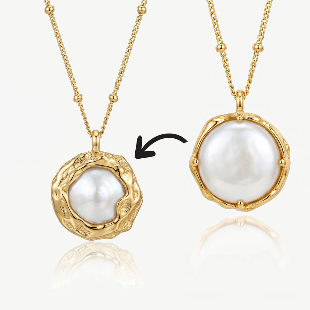 Muchv Gold/Silver Baroque Pearl Necklace With Bobble Chain In 18K Or