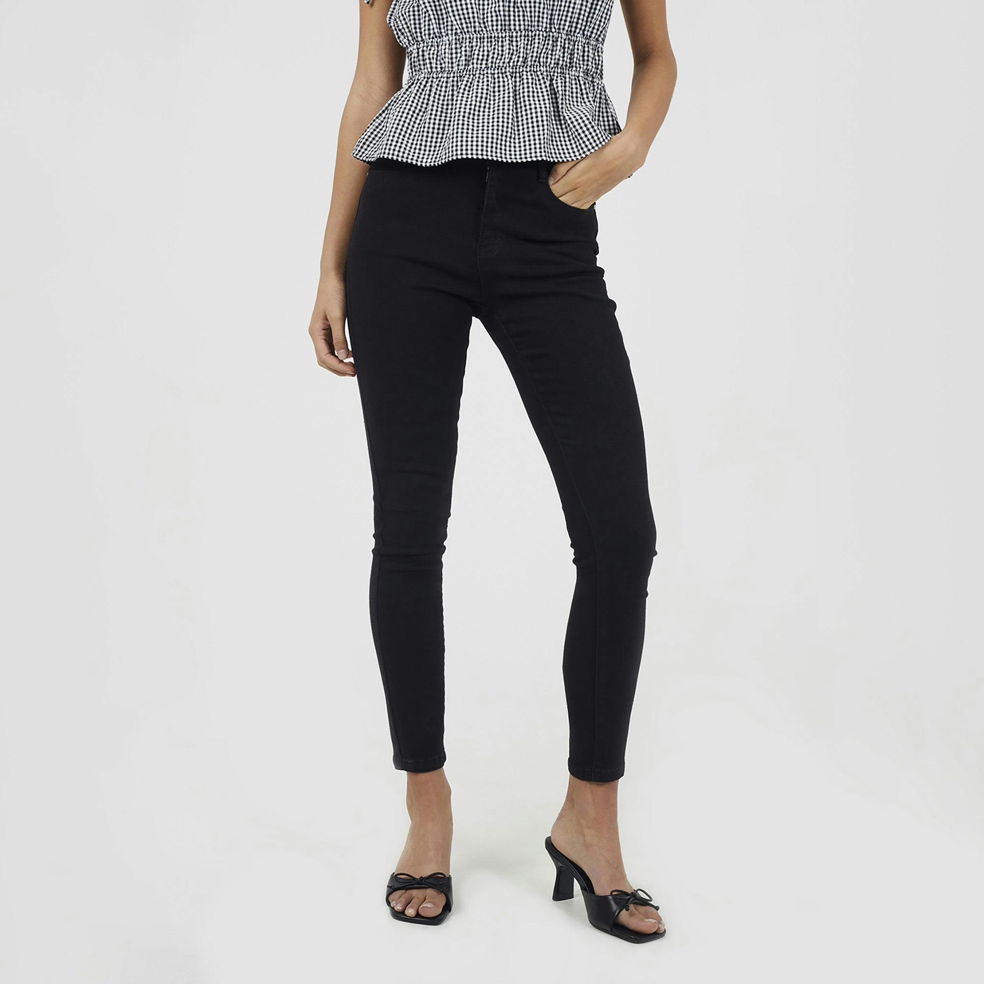 Brave Soul Black High Waist Skinny Jeans With Stretch - 14