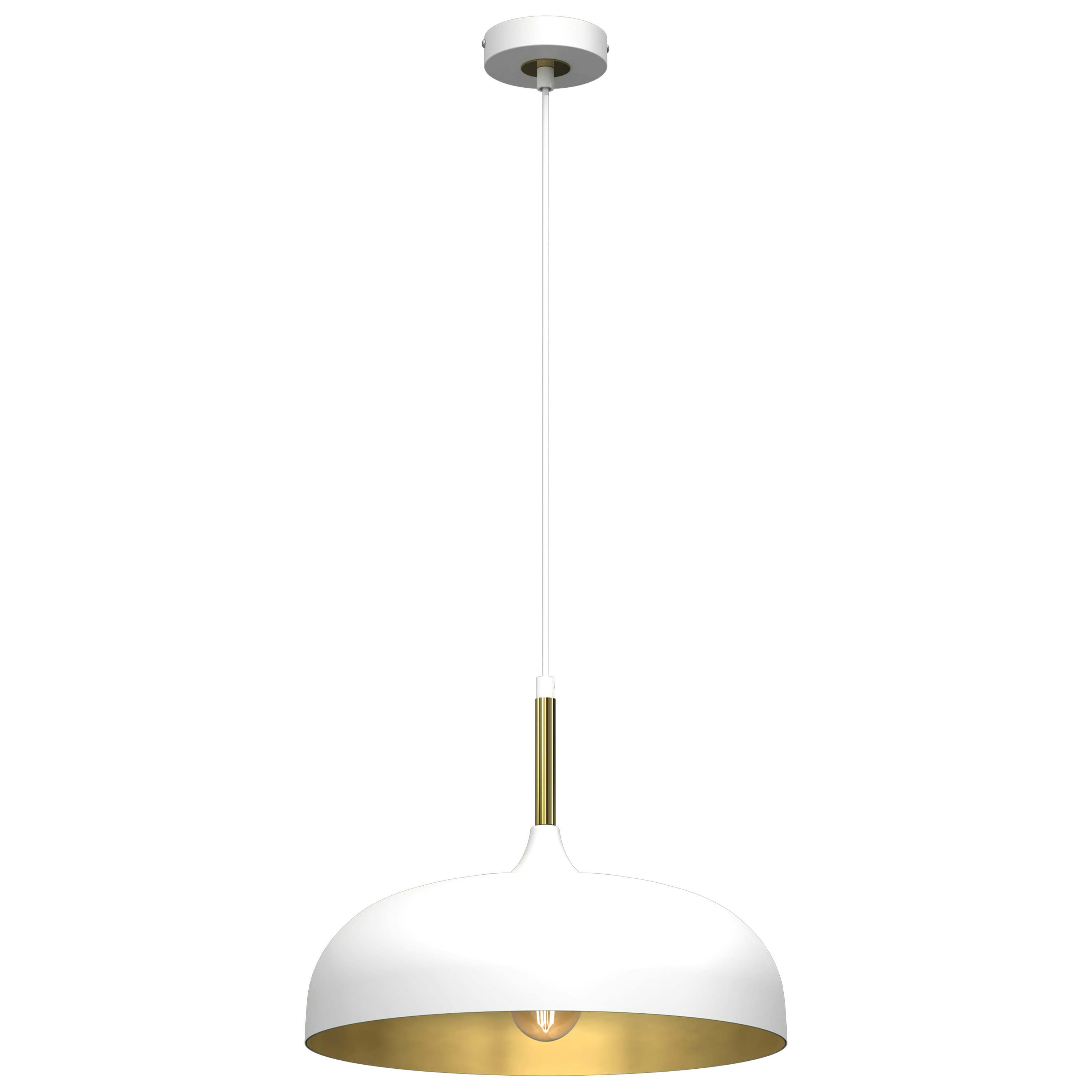 Milagro White/Gold Pendant Lamp Lincoln 1Xe27 35Cm