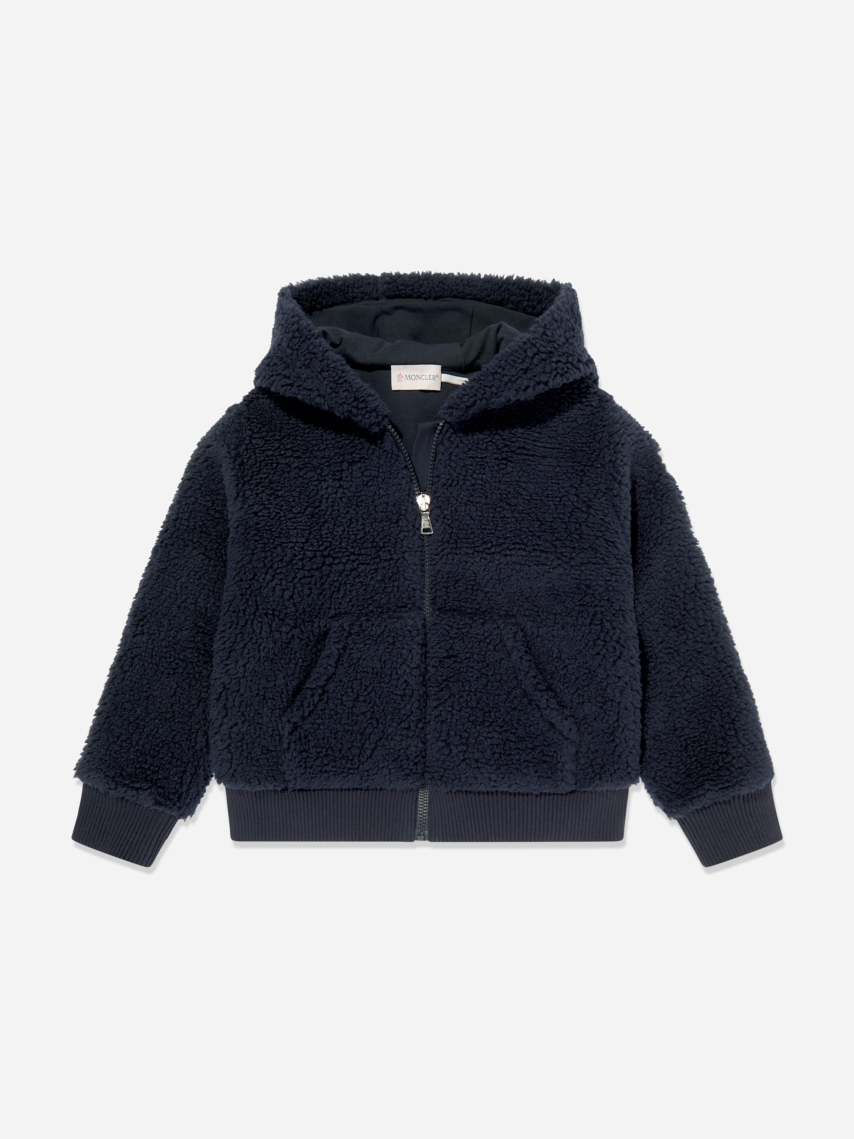 Moncler Enfant Boys Blue Zip Up Cardigan In Navy - 8 Yrs