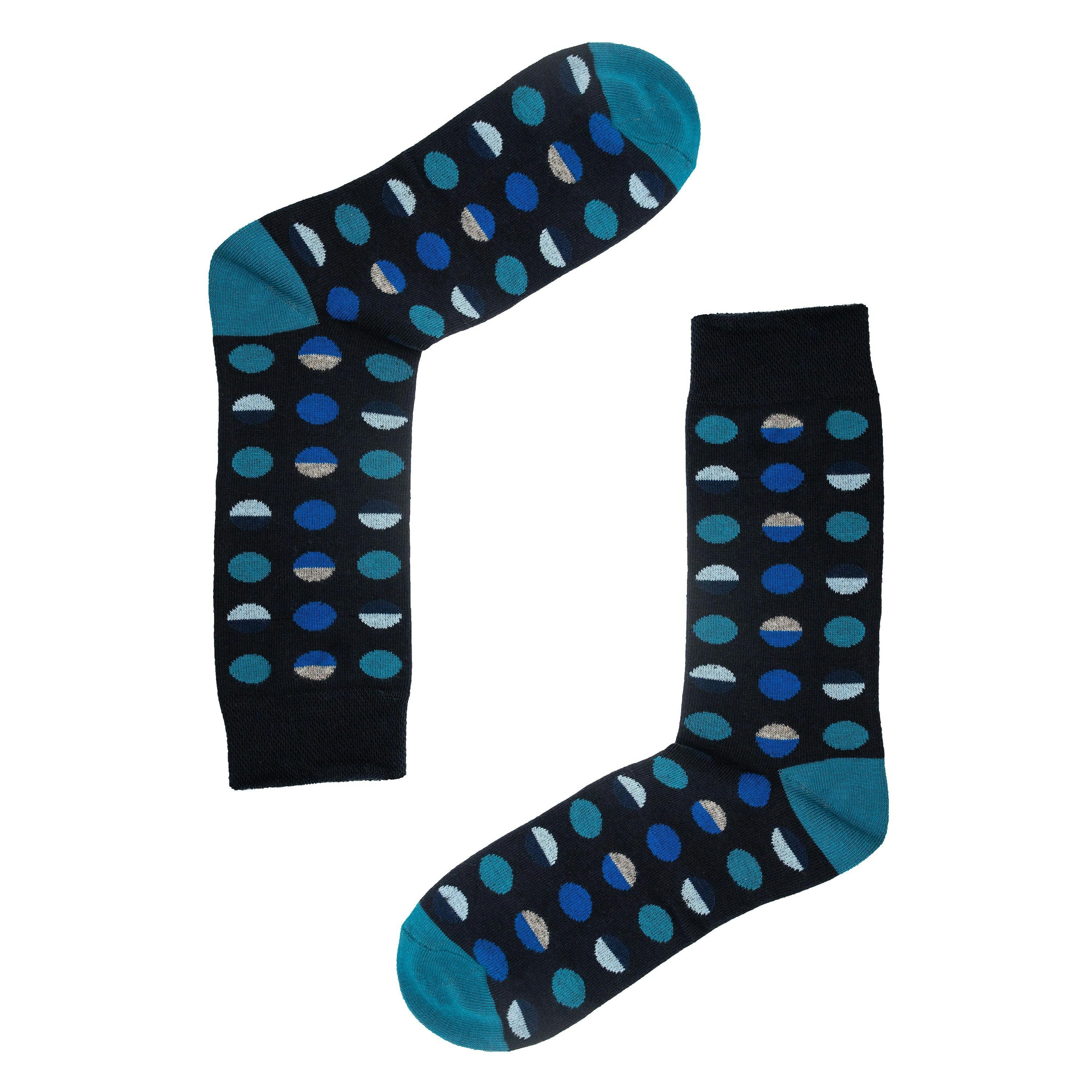 Jemsox Men's Turquoise Circle Geo Socks | Organic Cotton & Comfort Top - Large / Eur 43-46 / Uk 9-12