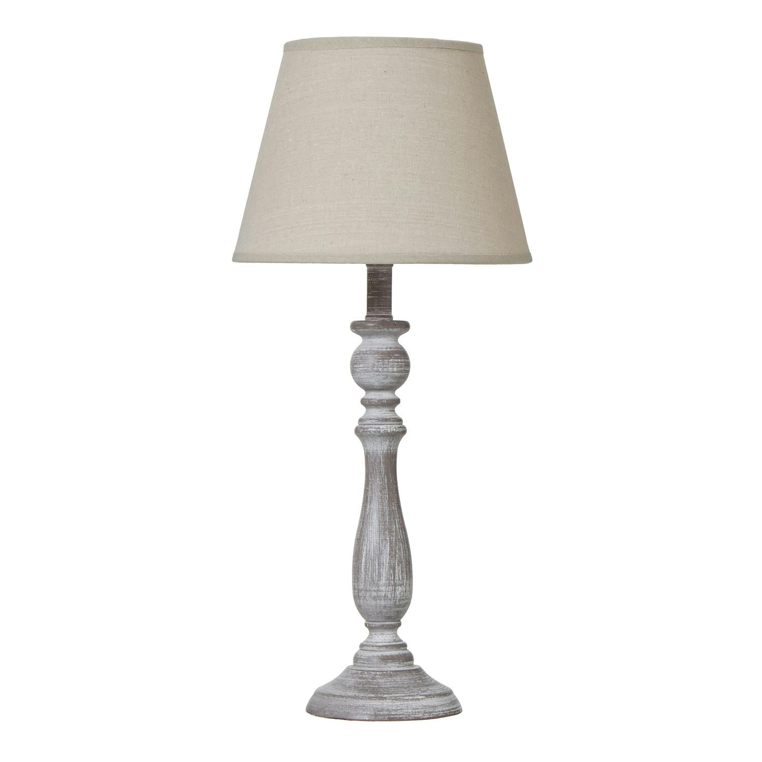 Rackhams White Dunum Column Linen Table Lamp (Uk Plug) - 44Cm X 13Cm X 13Cm - 100% Mixed