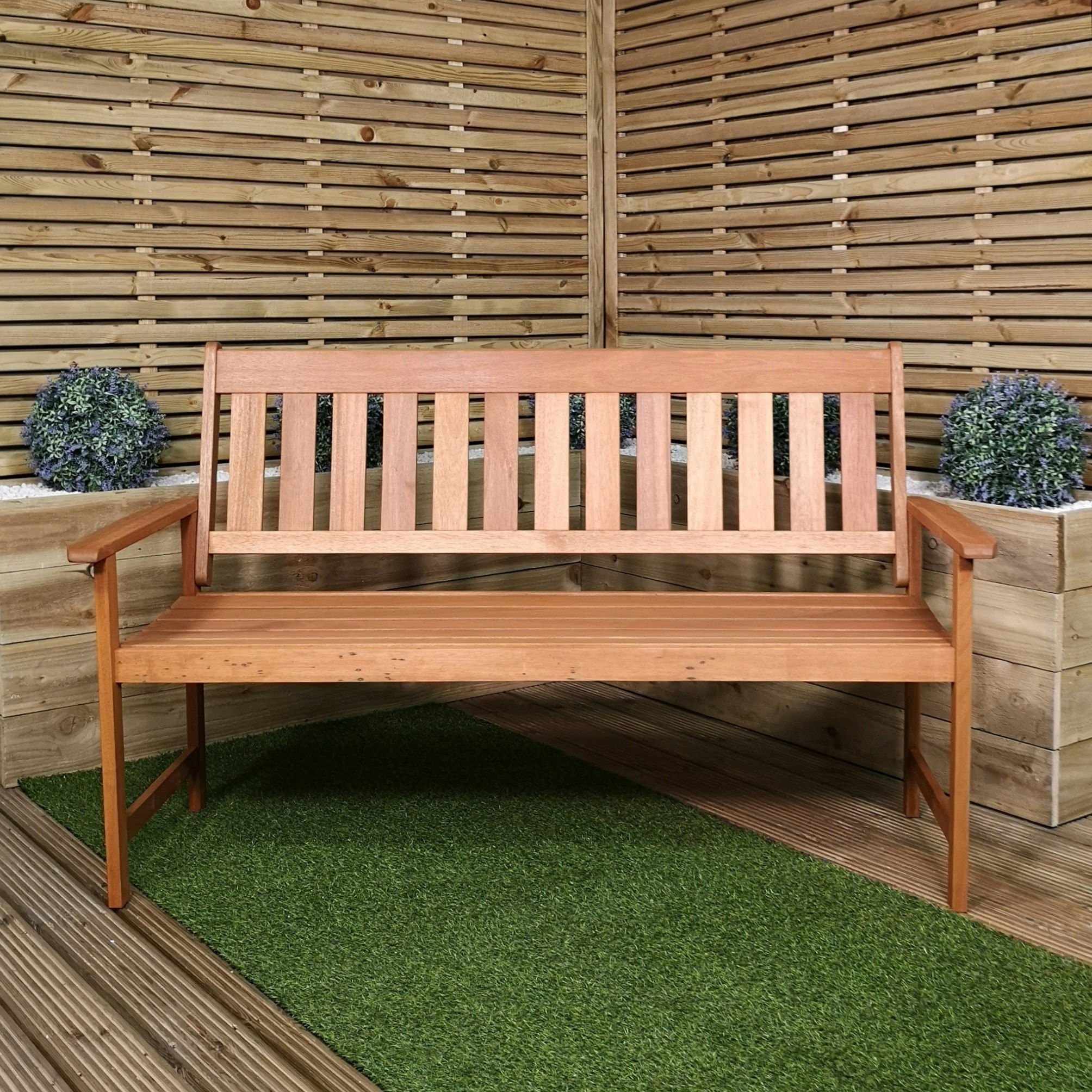 Rackhams Cartmel 3 Seater Outdoor Wooden Garden Patio Bench