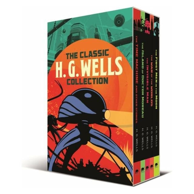 Arcturus Men's The Classic H. G. Wells 5 Book Set The War Of The Worlds, The Time Machine & Other Stories & More