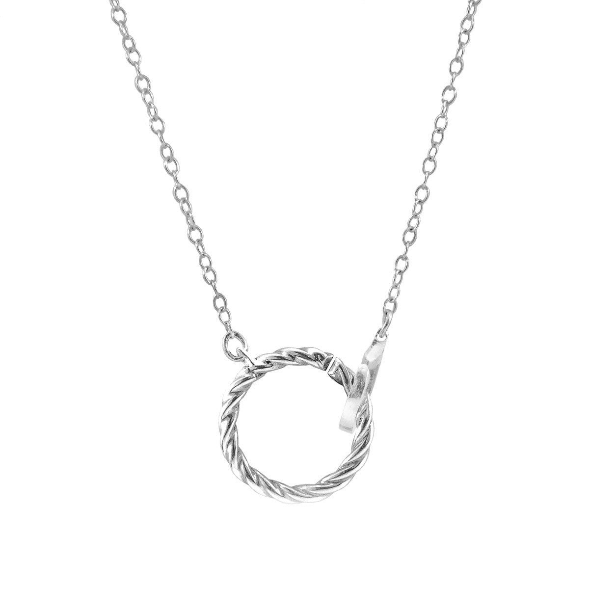 Anchor & Crew Silver Twirled Rope Link Paradise Necklace Pendant - S - 40Cm