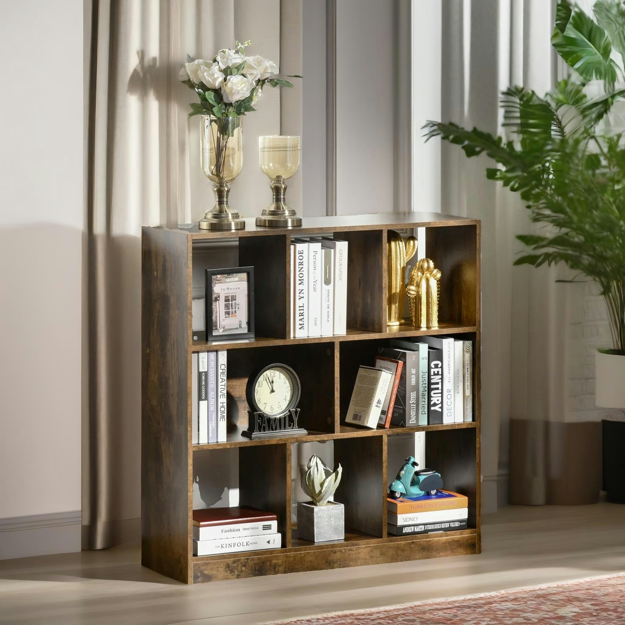 Rafaelo Mobilia Brown Industrial 8 Cube Storage Unit Rustic