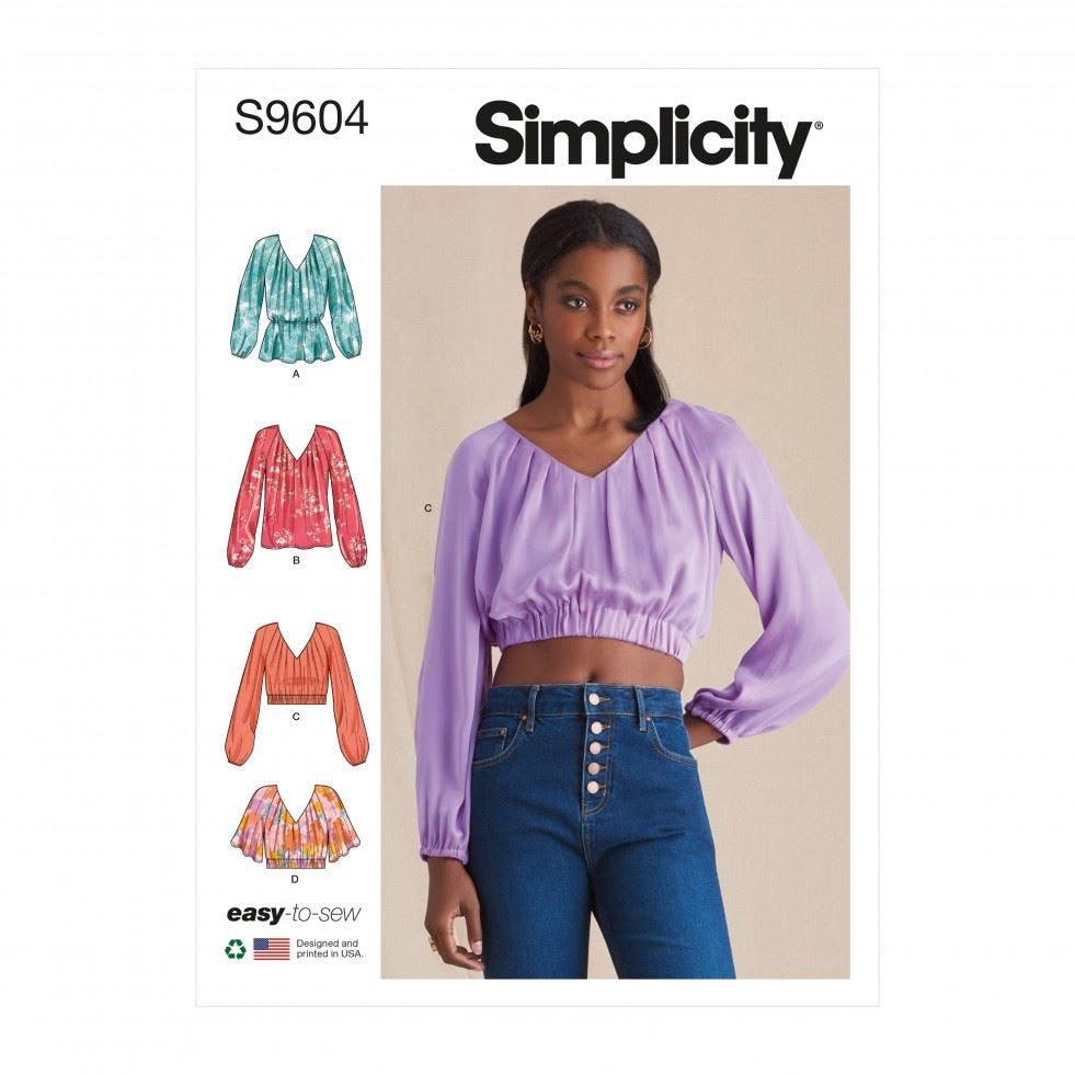 Simplicity Women's Sewing Pattern 9604, Tops For H5 (6-8-10-12-14) - Easy - H5 (6-8-10-12-14)