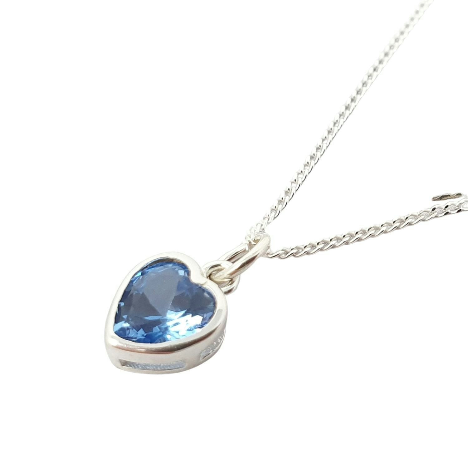 Harfi Women's Blue Mini Heart Topaz December Birthstone Necklace