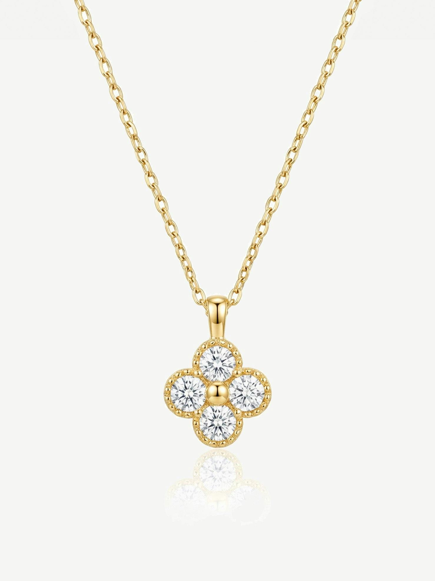 Muchv White/Gold/Silver Clover Necklace In 14K Or