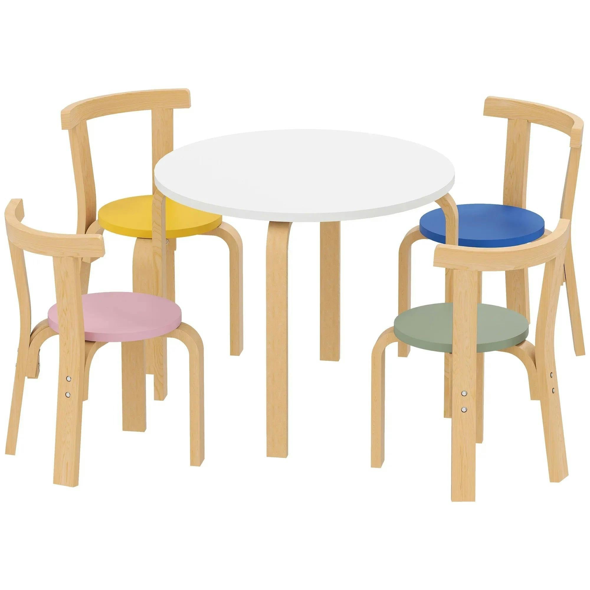 AIYAPLAY Kids Wooden Art Table and Chairs Set - Multi-coloured - Image 7