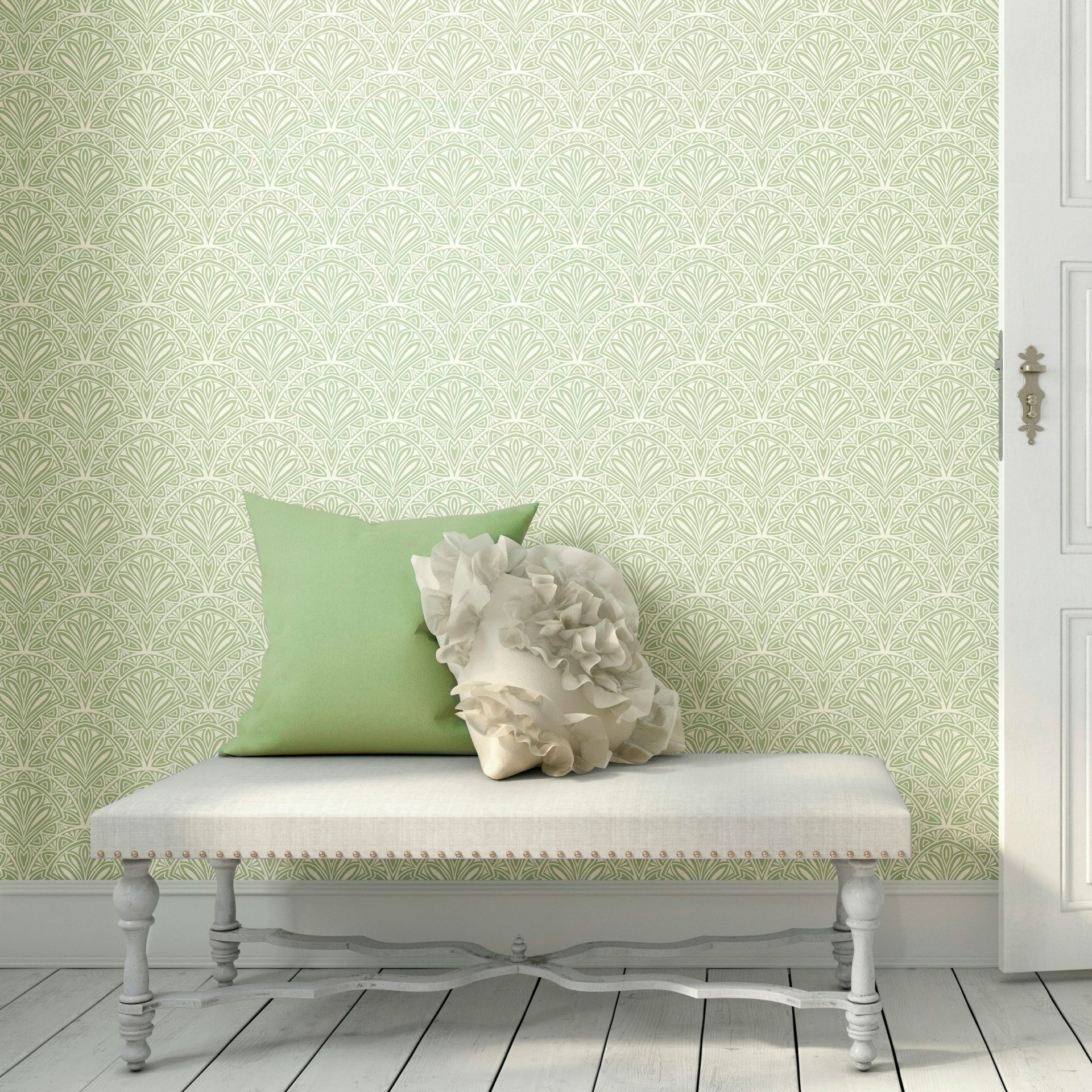 Rackhams Green Deco Fan - 10M Wallpaper
