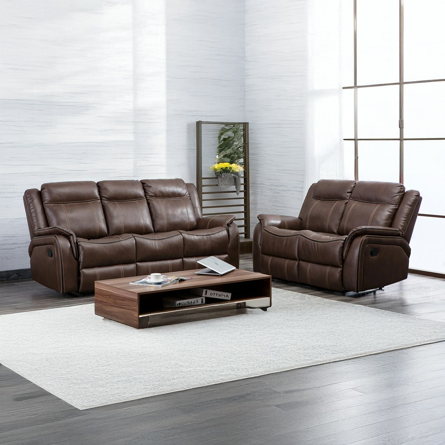 Rackhams Black/Brown/Grey Hampshire Luxury Manual Reclining Sofa Suite - Tan