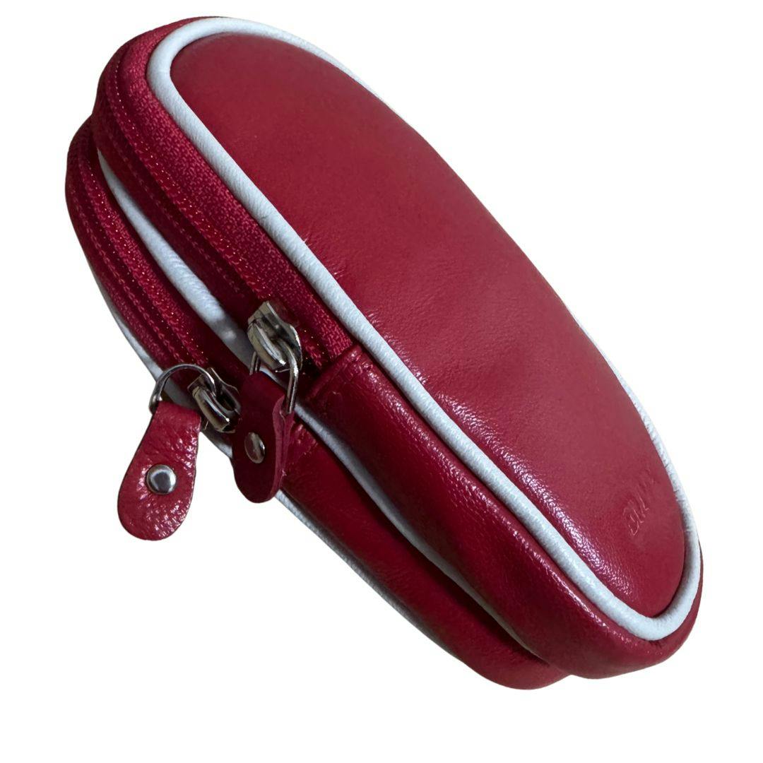 Love Emvy Unisex Red Soft Leather Double Glasses Case