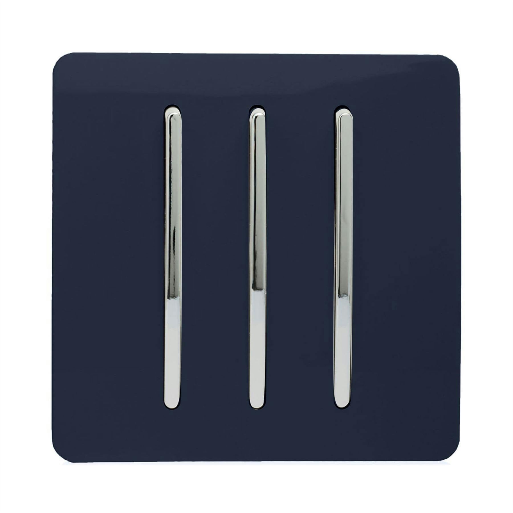 Trendi Switch 3 Gang 10Amp 1 Or 2 Way Navy Blue Rocker Light Switch - Image 7
