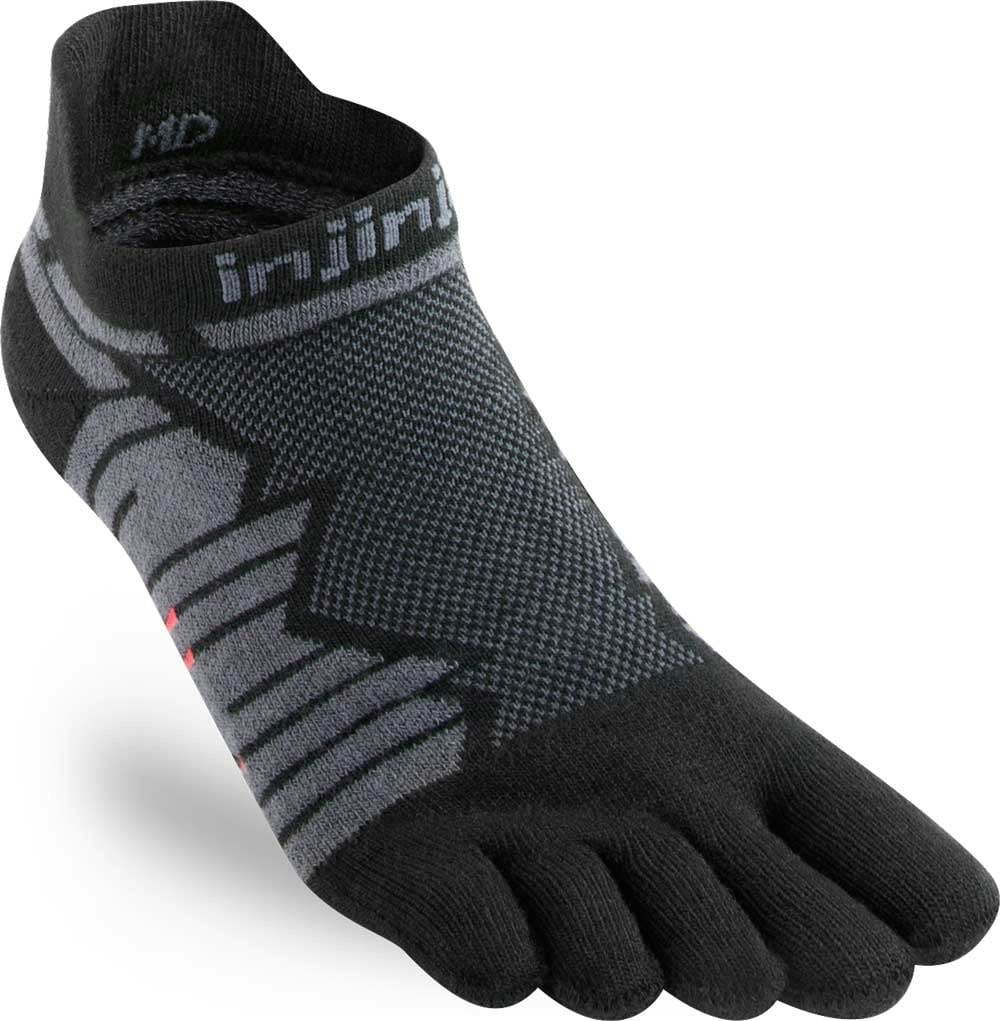 Injinji Men's Onyx/Grey Mid-Weight Ultra-Run No-Show Toe Socks (Inj-Ultra-Ns) - Xlarge