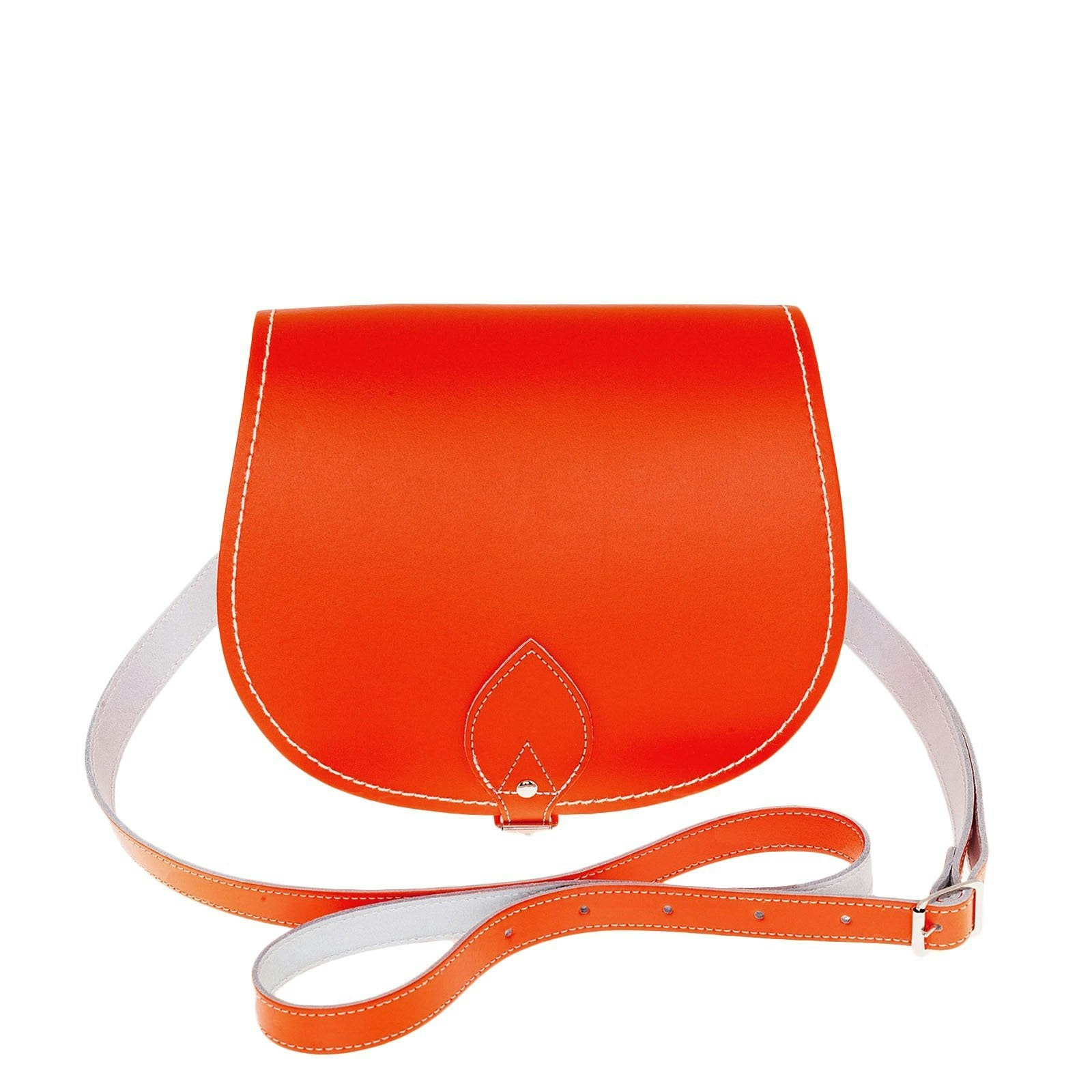 Zatchels Orange Handmade Leather Saddle Bag - Large