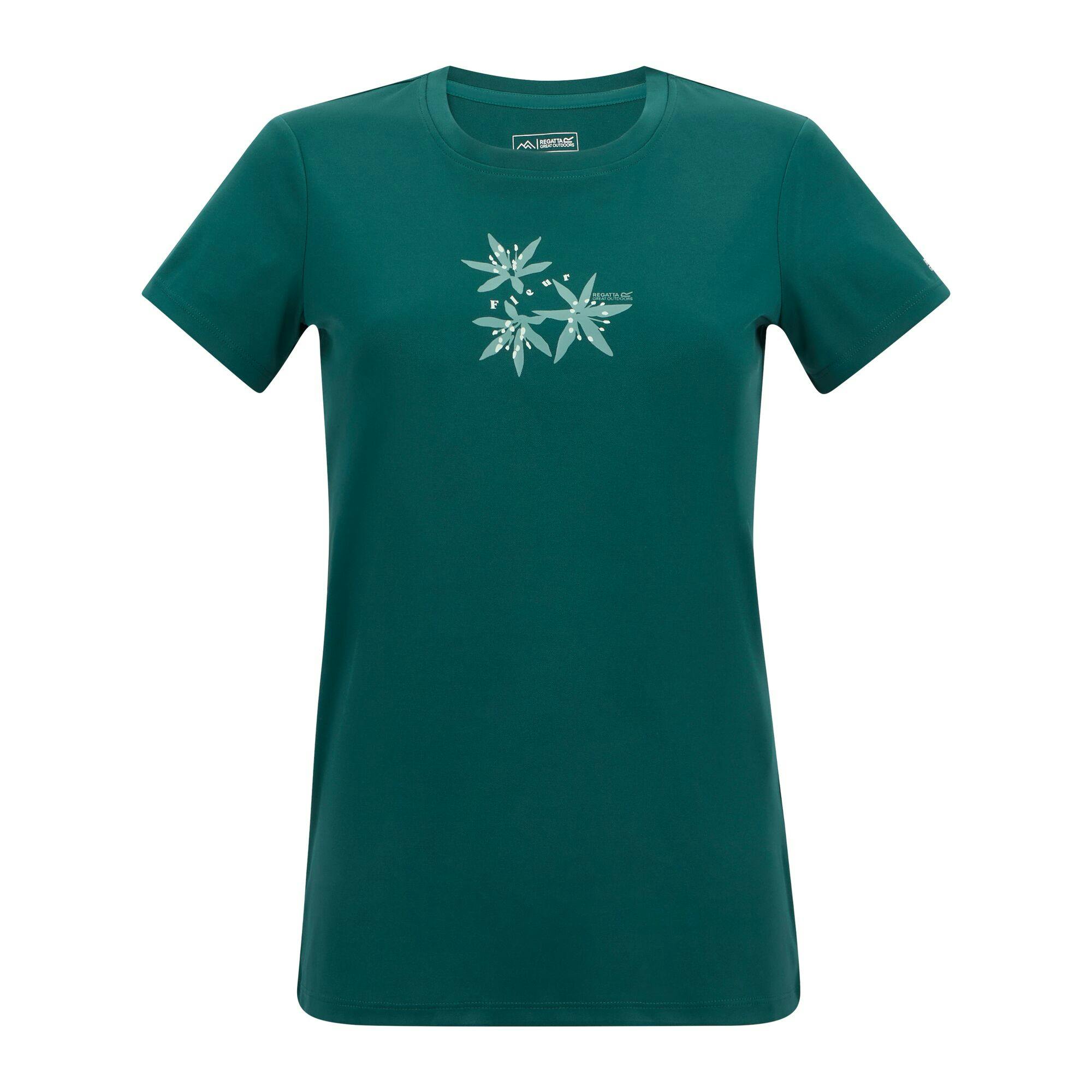 Regatta Women's Green Fingal Flower T-Shirt - Mediterranean - 10 Uk - Mediterranean - 70% Polyester/30% Recycled Polyester
