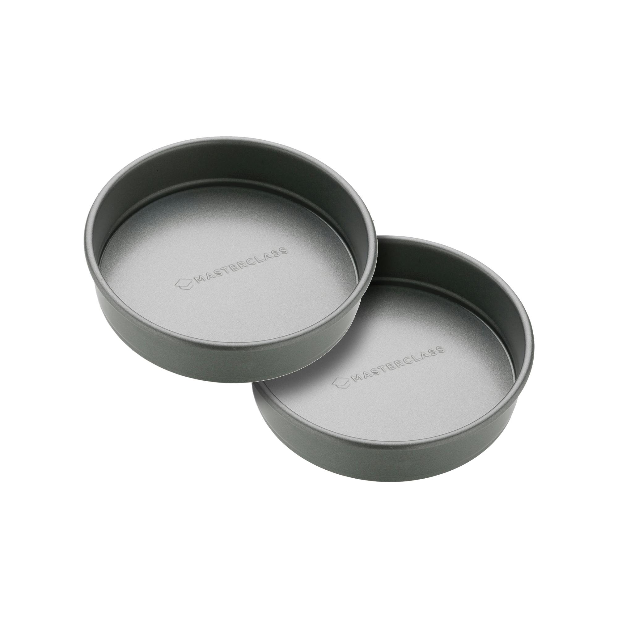 Masterclass Grey Non-Stick Loose Base Sandwich Pans, Set Of 2 Round Carbon Steel Baking Cake Tins, 15Cm - Carbon Steel - Baking Tin