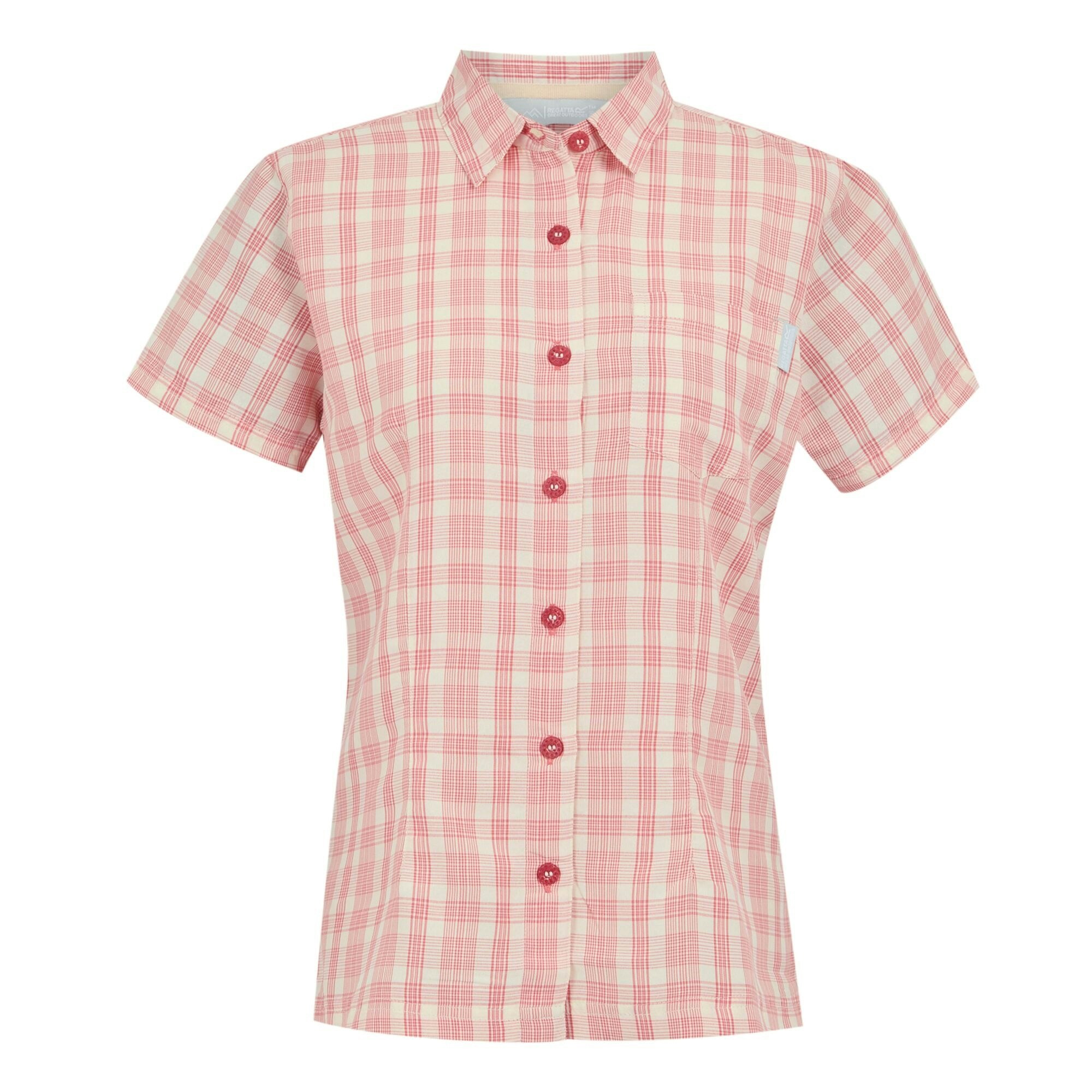 Regatta Women's Peach / Mindano Viii Checked Short-Sleeved Shirt - Bloom - Bloom Size 10 Uk