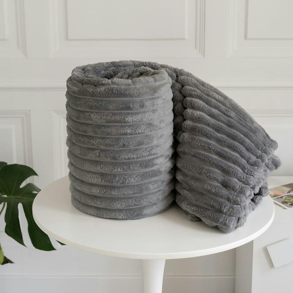 Rackhams Chunky Cord Charcoal Blanket/Throw - Charcoal - 150X200cm