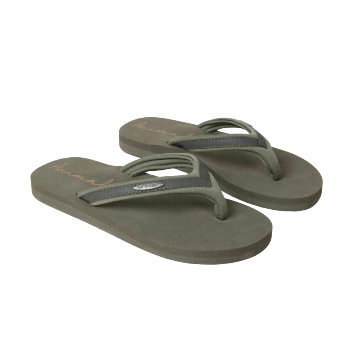 Animal Women's Dark Swish Recycled Flip Flops - Khaki - 4 Uk - Khaki - 100% Mixed