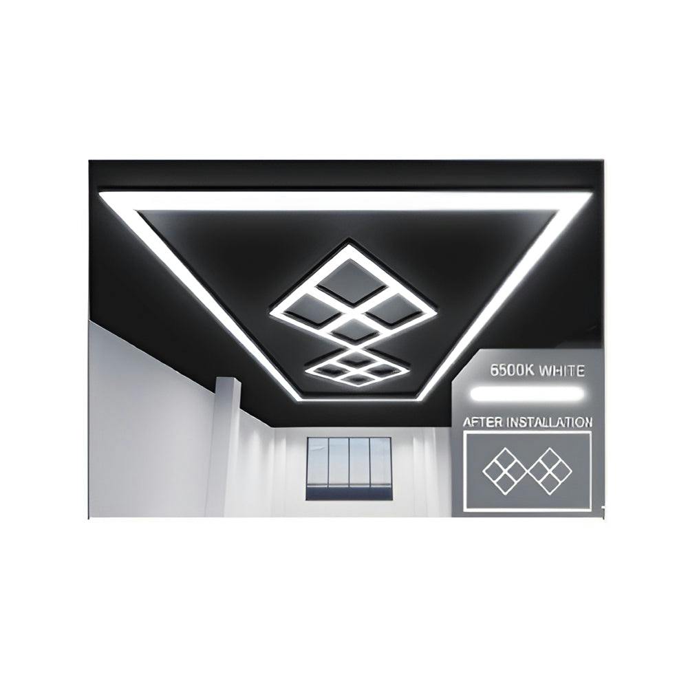 Rackhams Light 432W Designer Led Ceiling With Frame, 8 Diamond Grid With Border, Commercial Interior Ing
