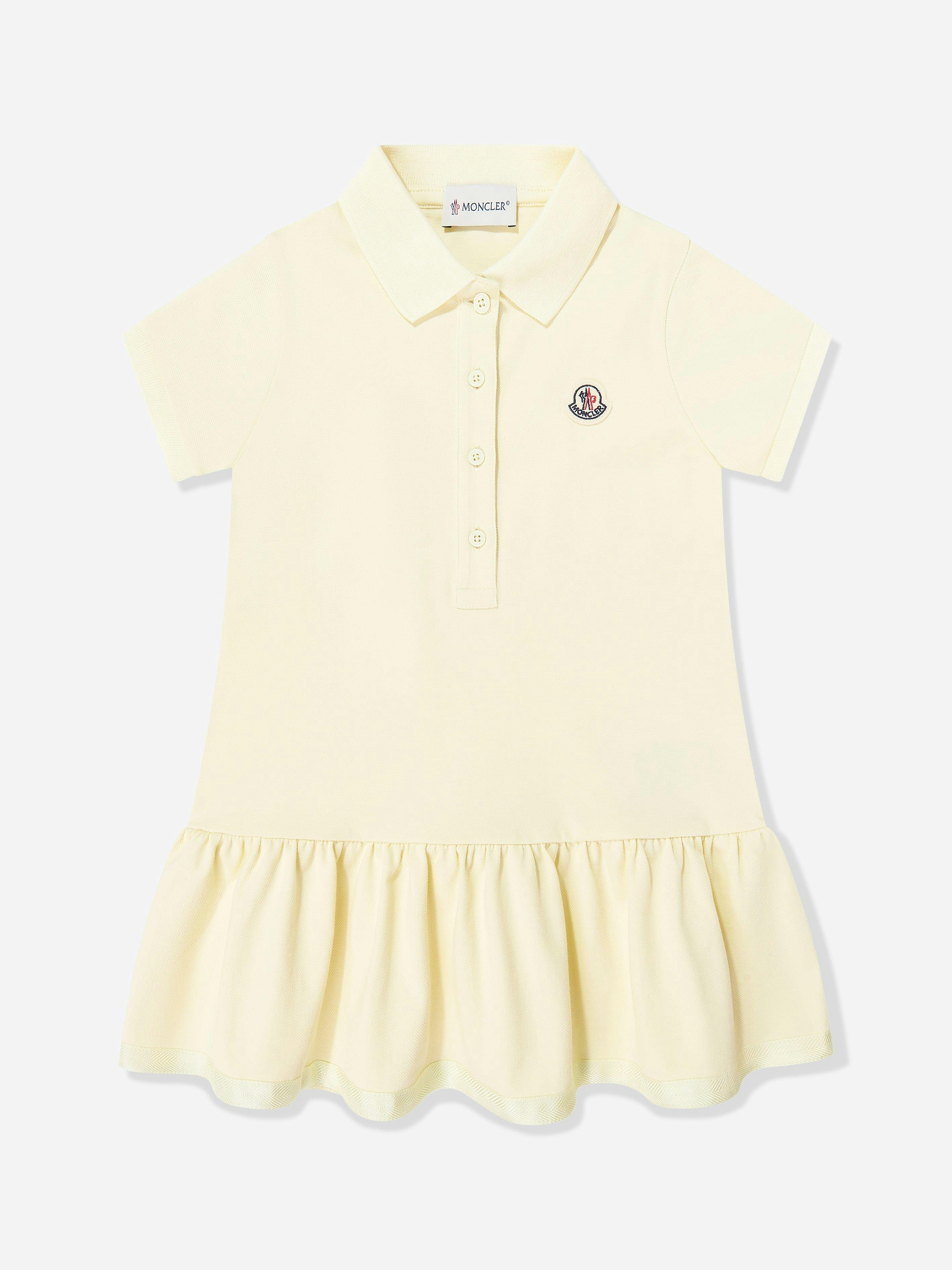 Moncler Enfant Girls Yellow Logo Polo Dress In - 14 Yrs