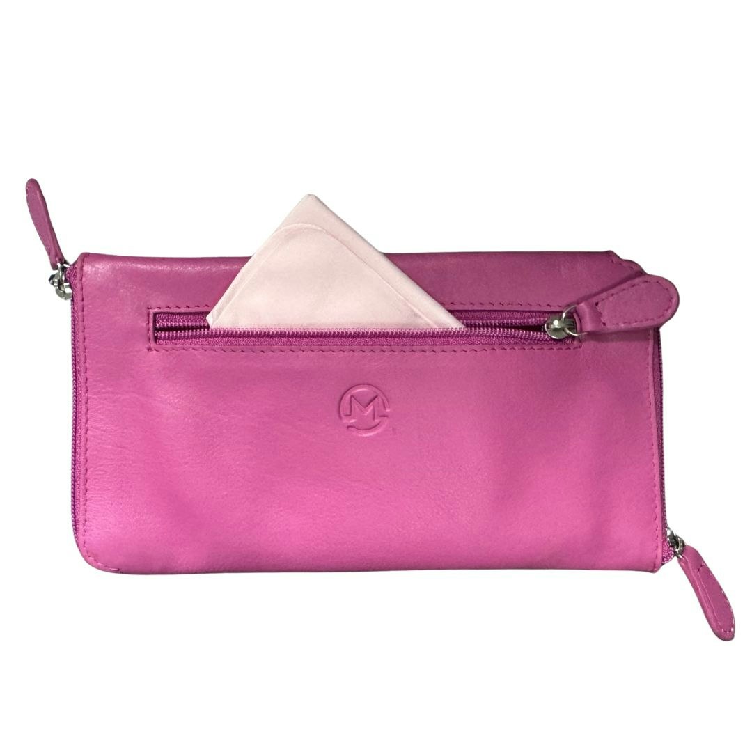 Mala Leather Pink Double Zipped Leather Glasses Case – Holds 2 Pairs Of Glasses