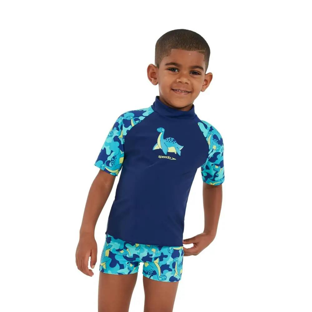 Speedo Boys Blue Tots Printed Sun Protection Set - Age 9-12 Months