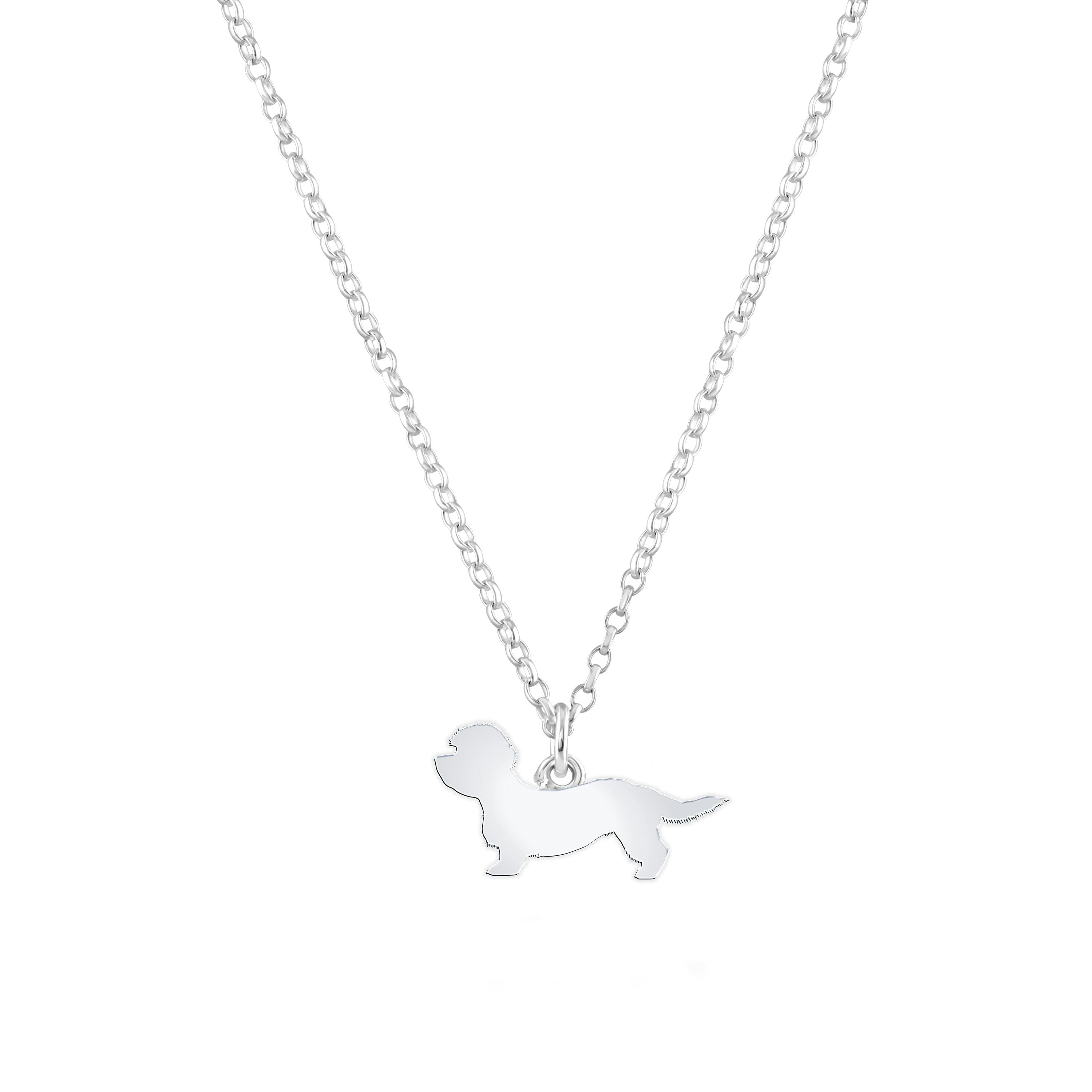 Mylee London Silver Dandie Dinmont Terrier Silhouette Necklace - Personalised - Yes