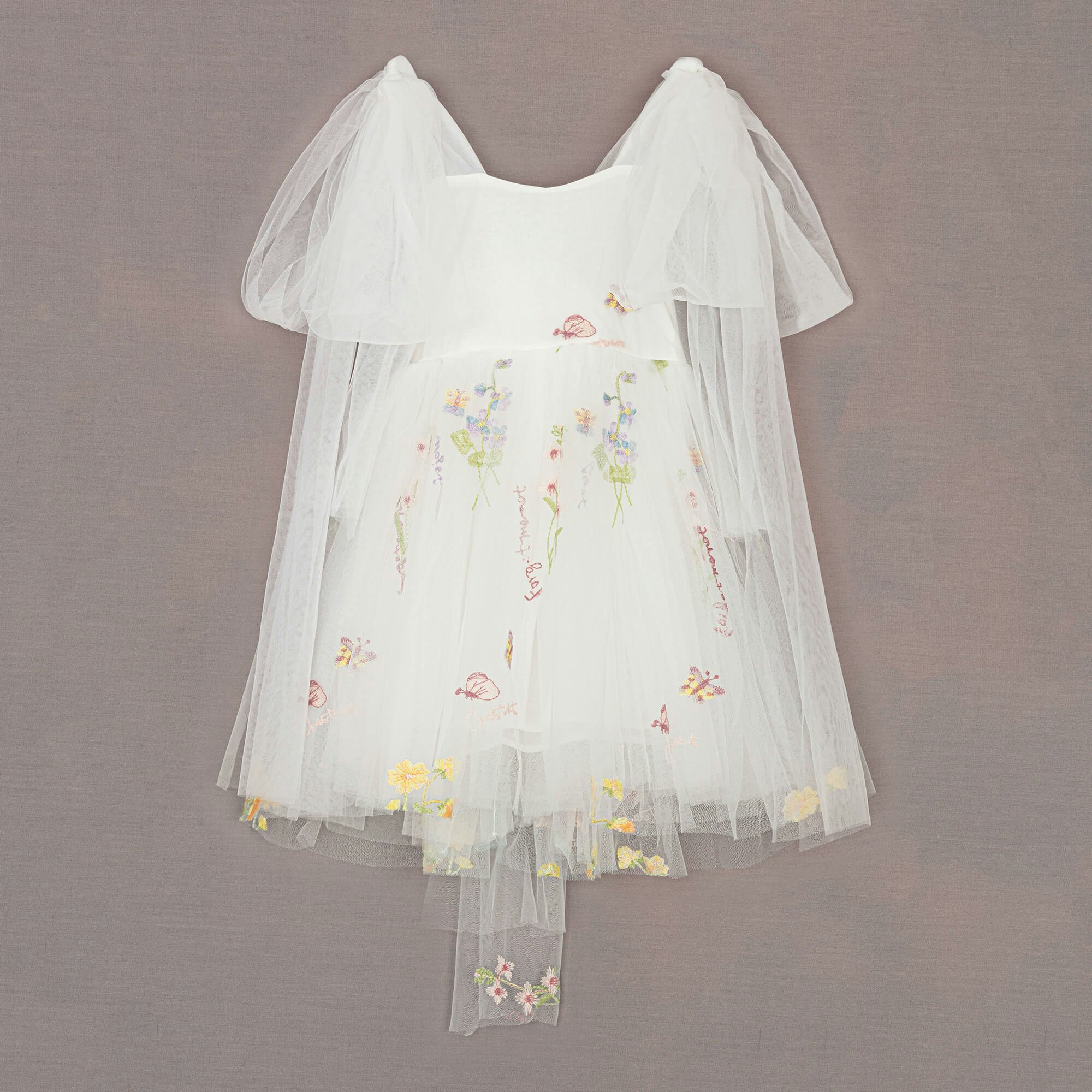 Uk Flower Girl Boutique Girls White Uk Flower Boutique Enchanted Angel Dress - Embroidered - 6/12 Months