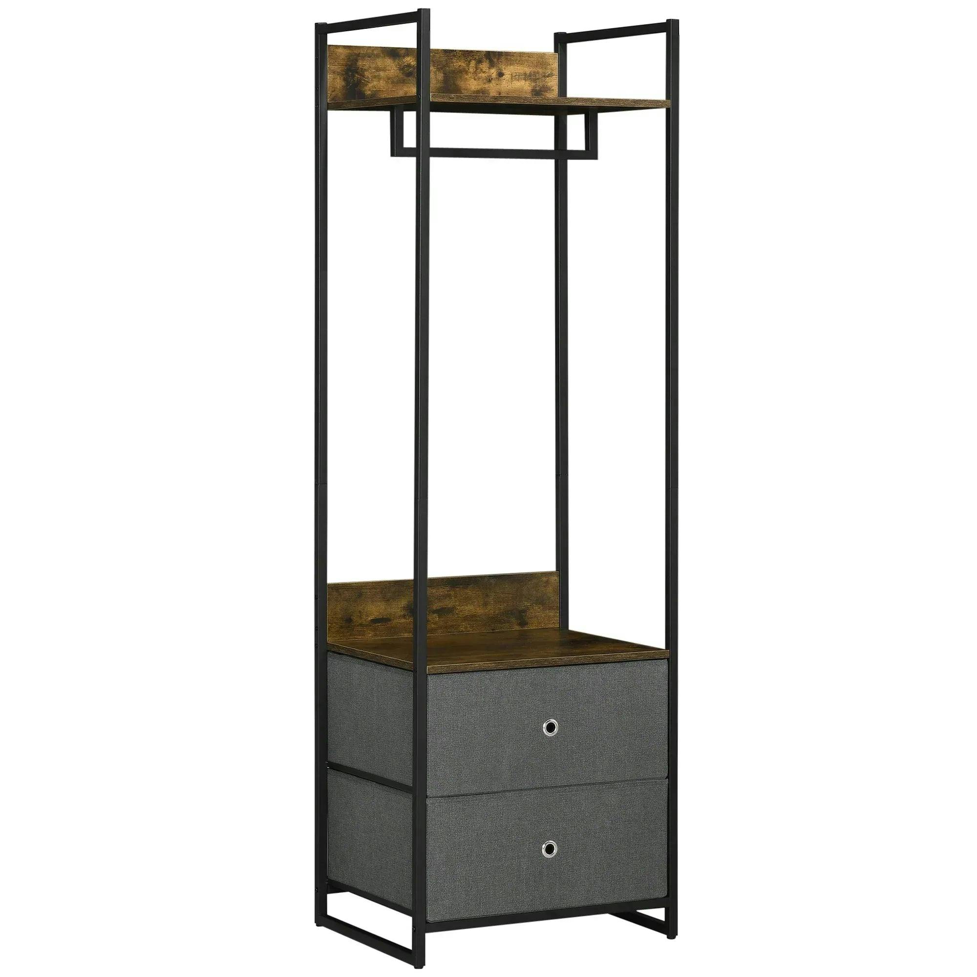 Rackhams Clothes Rail, Metal Coat Stand, Garment Rack With 2 Fabric Storage Drawer - Image 7