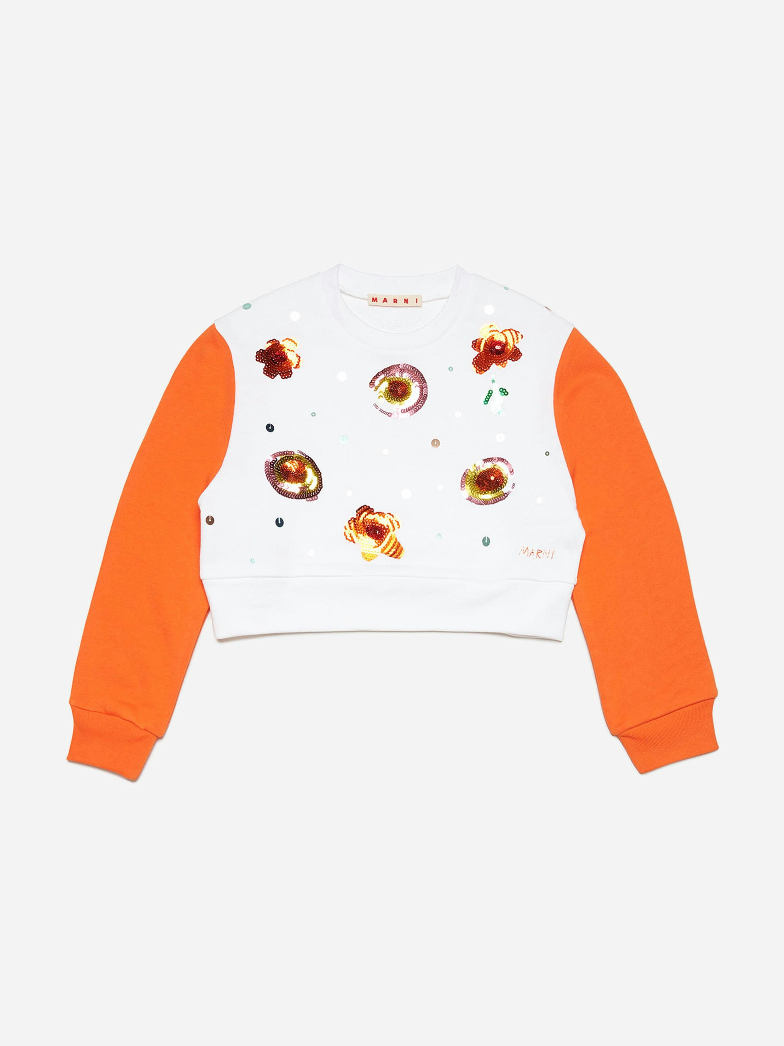 Marni Kids Girls White Marni Embellished Flower Sweatshirt In - 12 Yrs