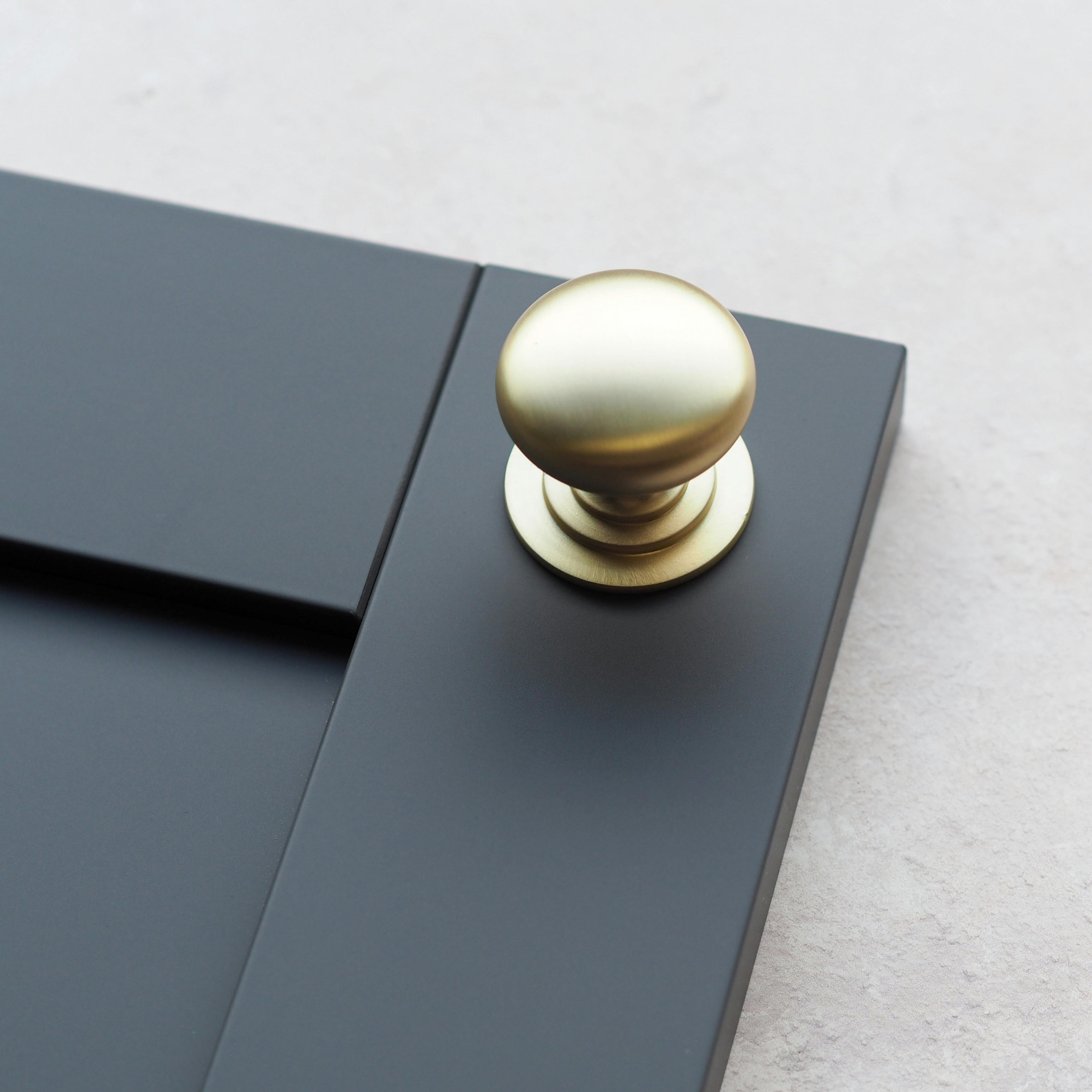 Rackhams Gold Brushed Brass Contemporary Handles And Coordinating Knobs - 42Mm Knob