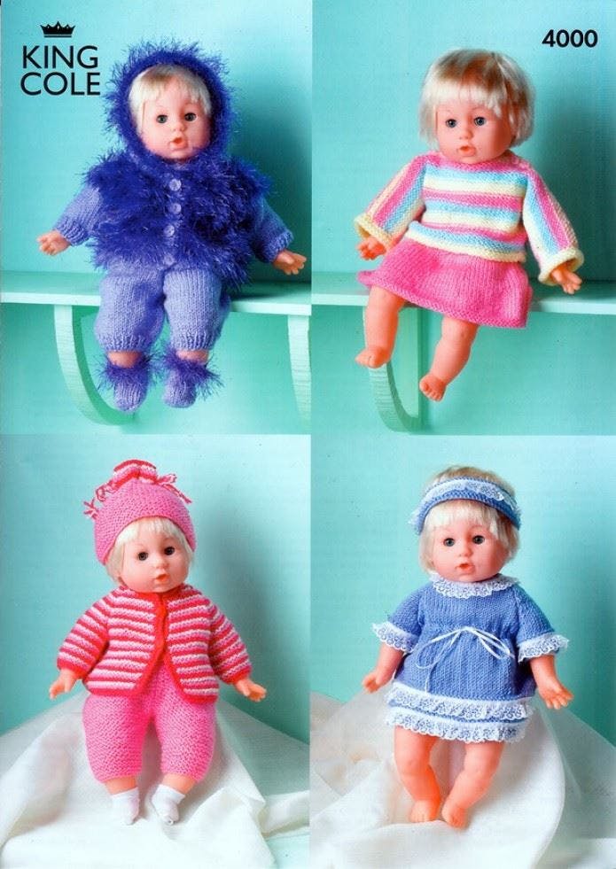 King Cole Baby Knitting Pattern 4000, Doll Clothes One Size - Easy