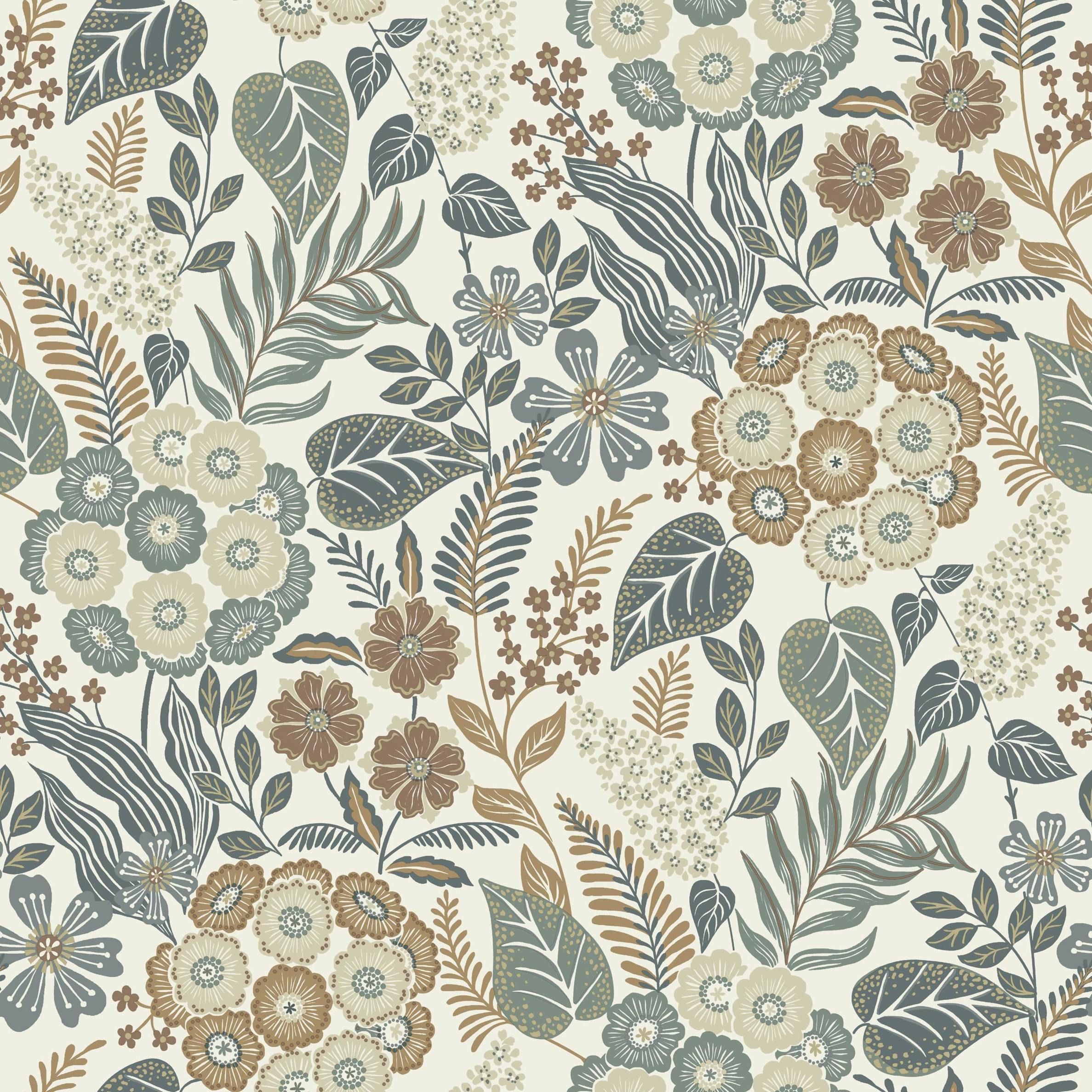 Grandeco Alice Retro Mid Century Floral Textured Wallpaper, Neutral