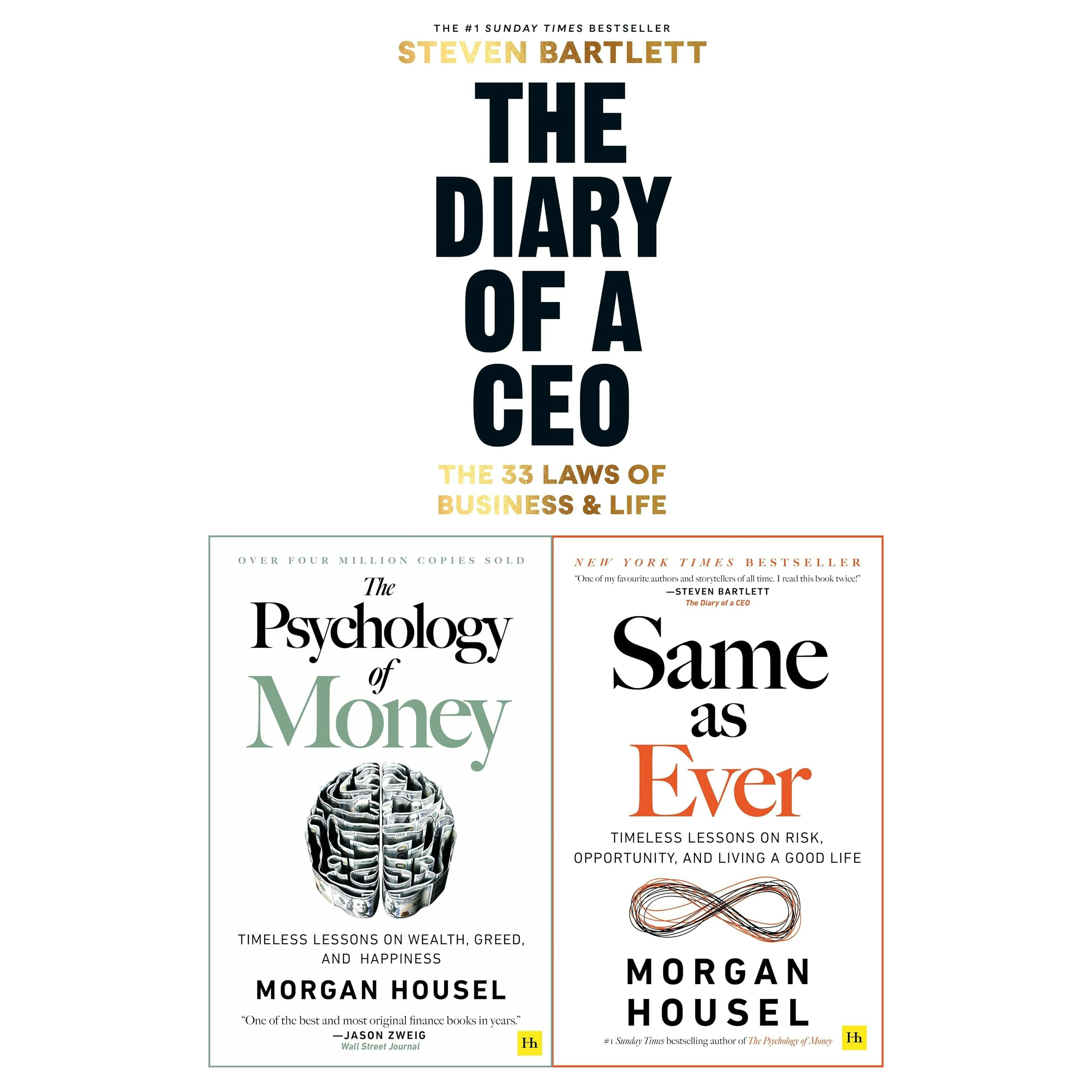 Ebury/Harriman House The Psychology Of Money, Same As Ever And The Diary Of A Ceo 3 Book Set - Bestselling Authors