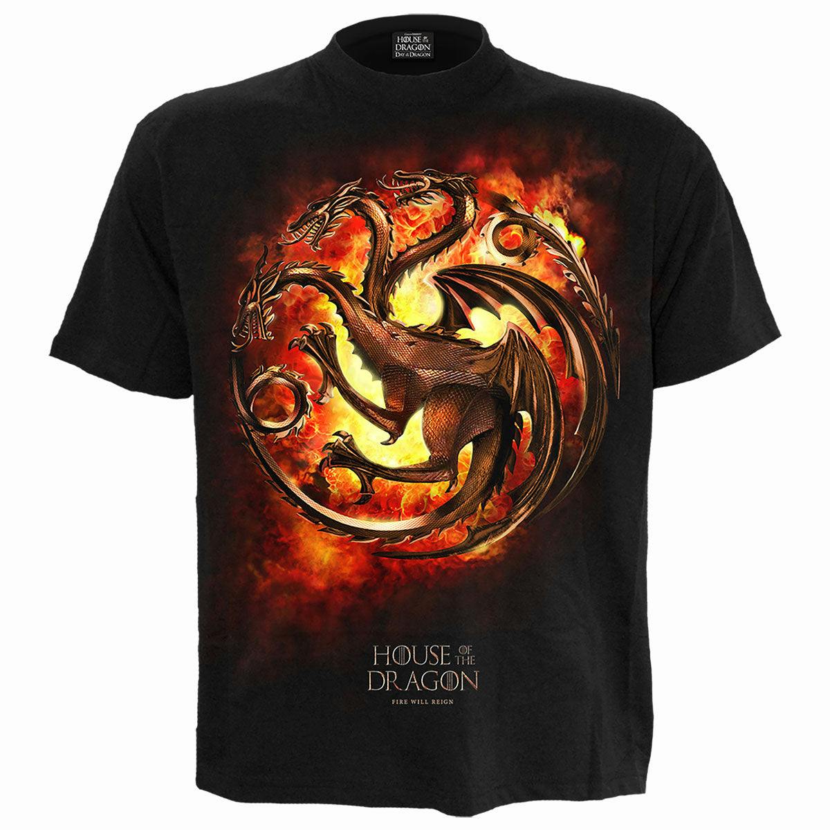Spiral Direct Black Hod - Dragon Flames - Front Print T-Shirt - Xxl - Digital - Digital