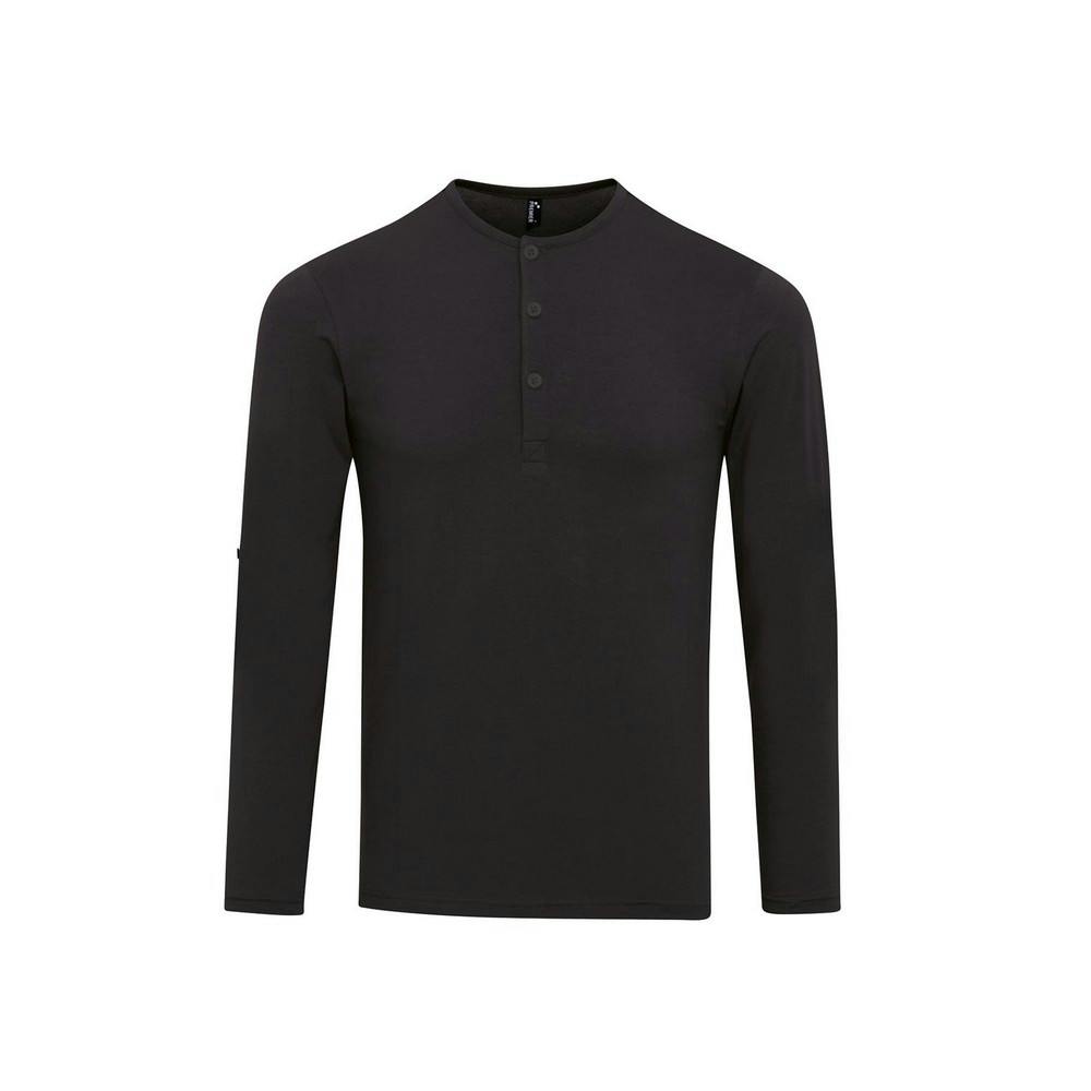 Premier Men's Black Long John Roll Sleeve T-Shirt In | Size: Large - Image 3