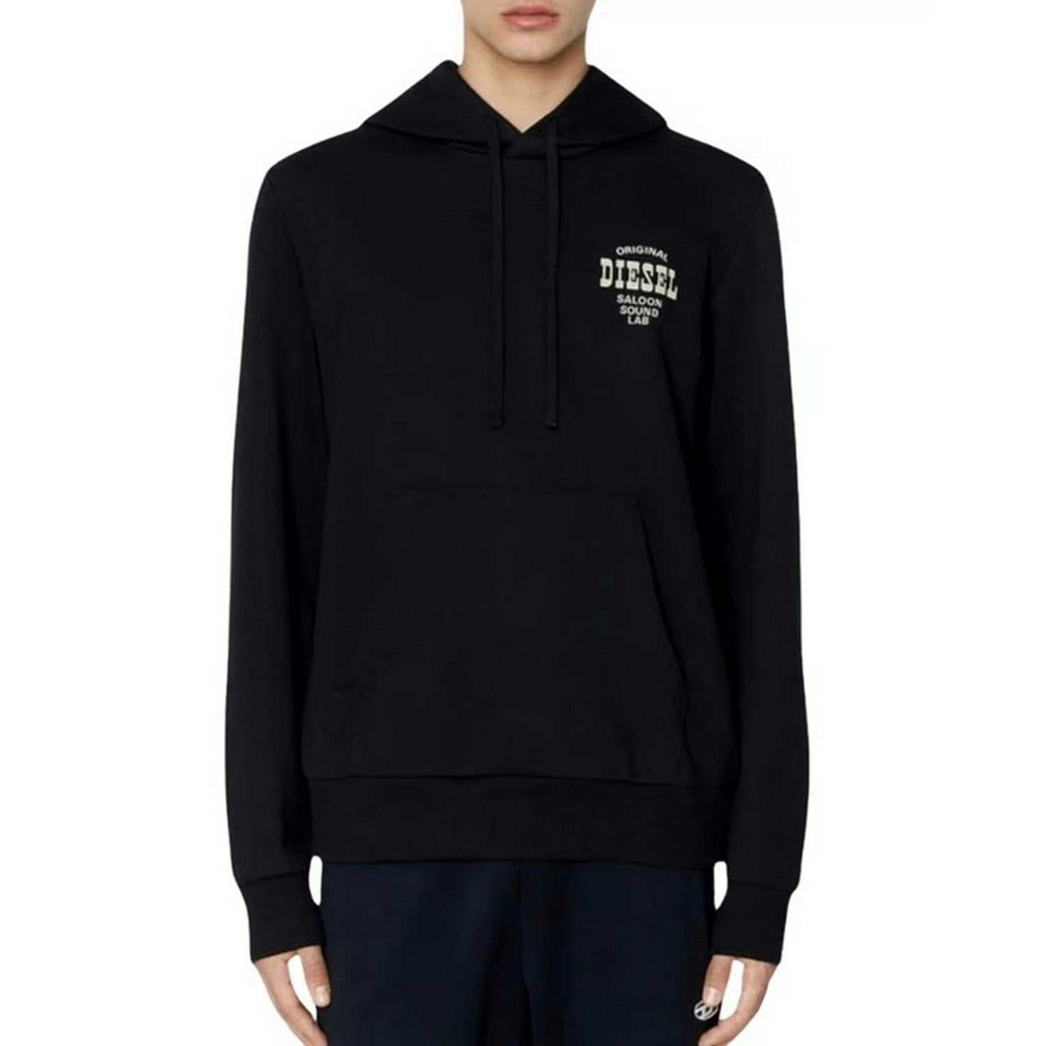 Diesel Men's Black Saloon Logo Hoodie - M - 100% Cotton