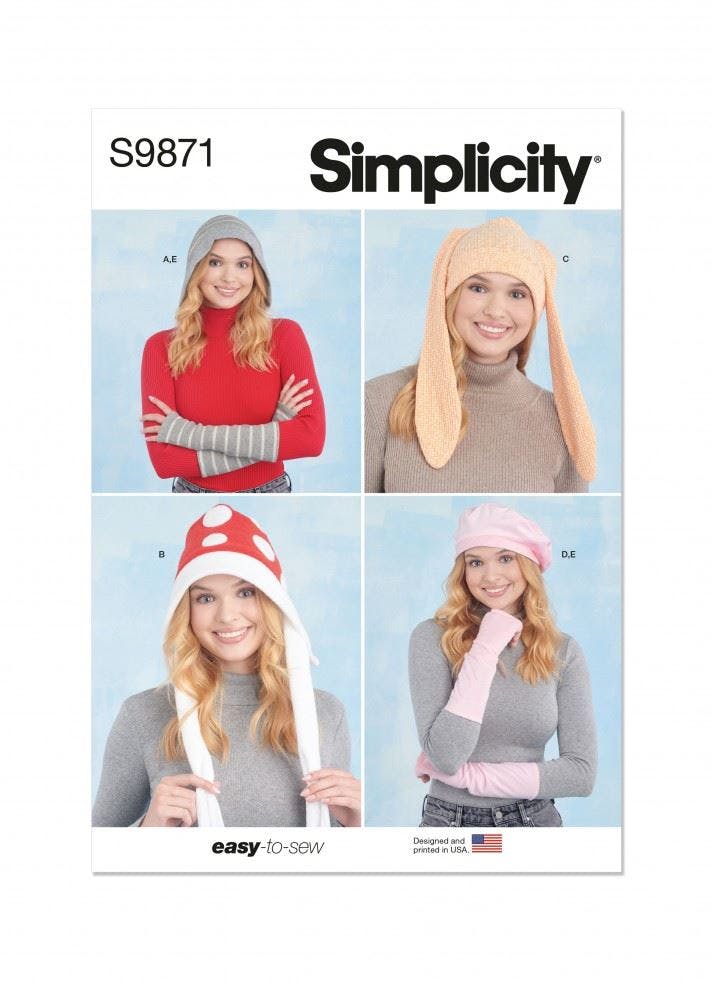 Simplicity Women's Sewing Pattern 9871, Headwear, Accessories For A (S-M-L) - Easy - A (S-M-L)
