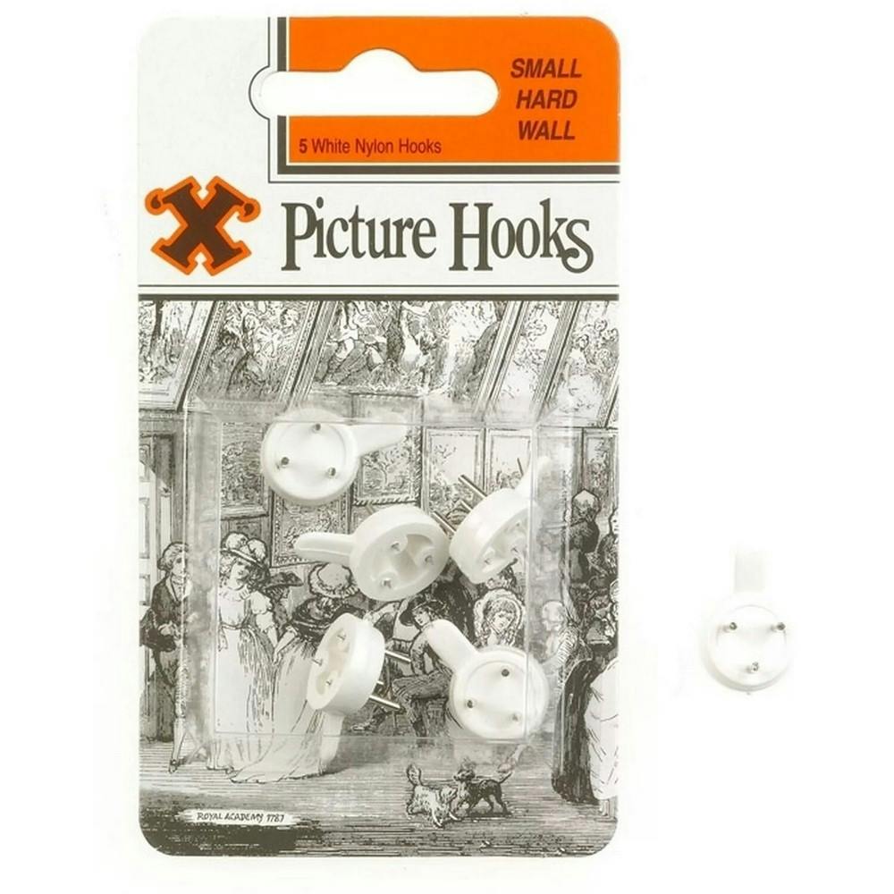 Rackhams White Hardwall Hanging Hooks (Pack Of 5) - S - 100% Mixed