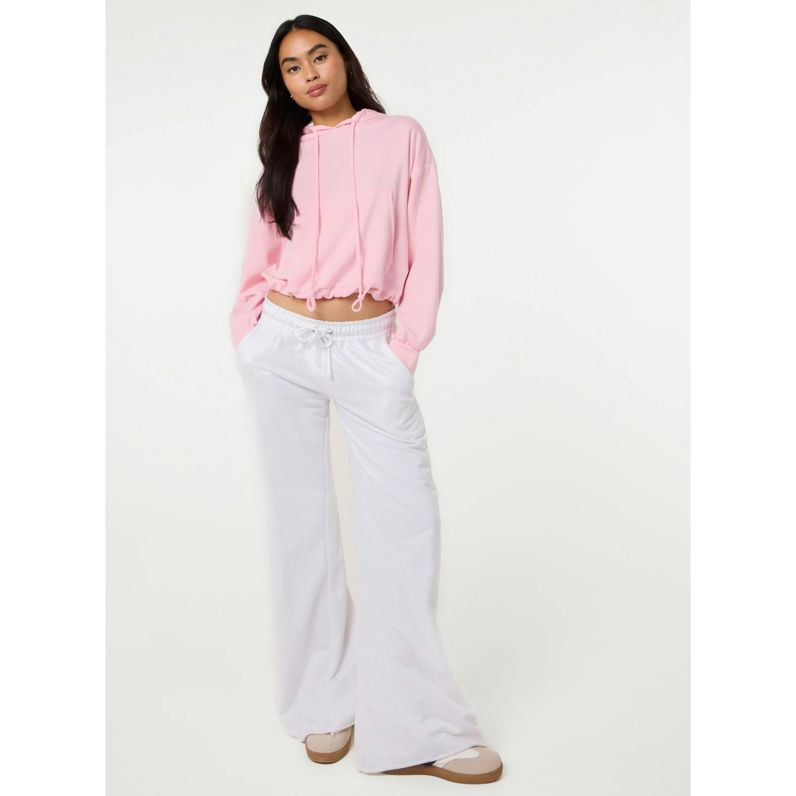 Pink Vanilla Drawstring Puffball Hoodie - S-M
