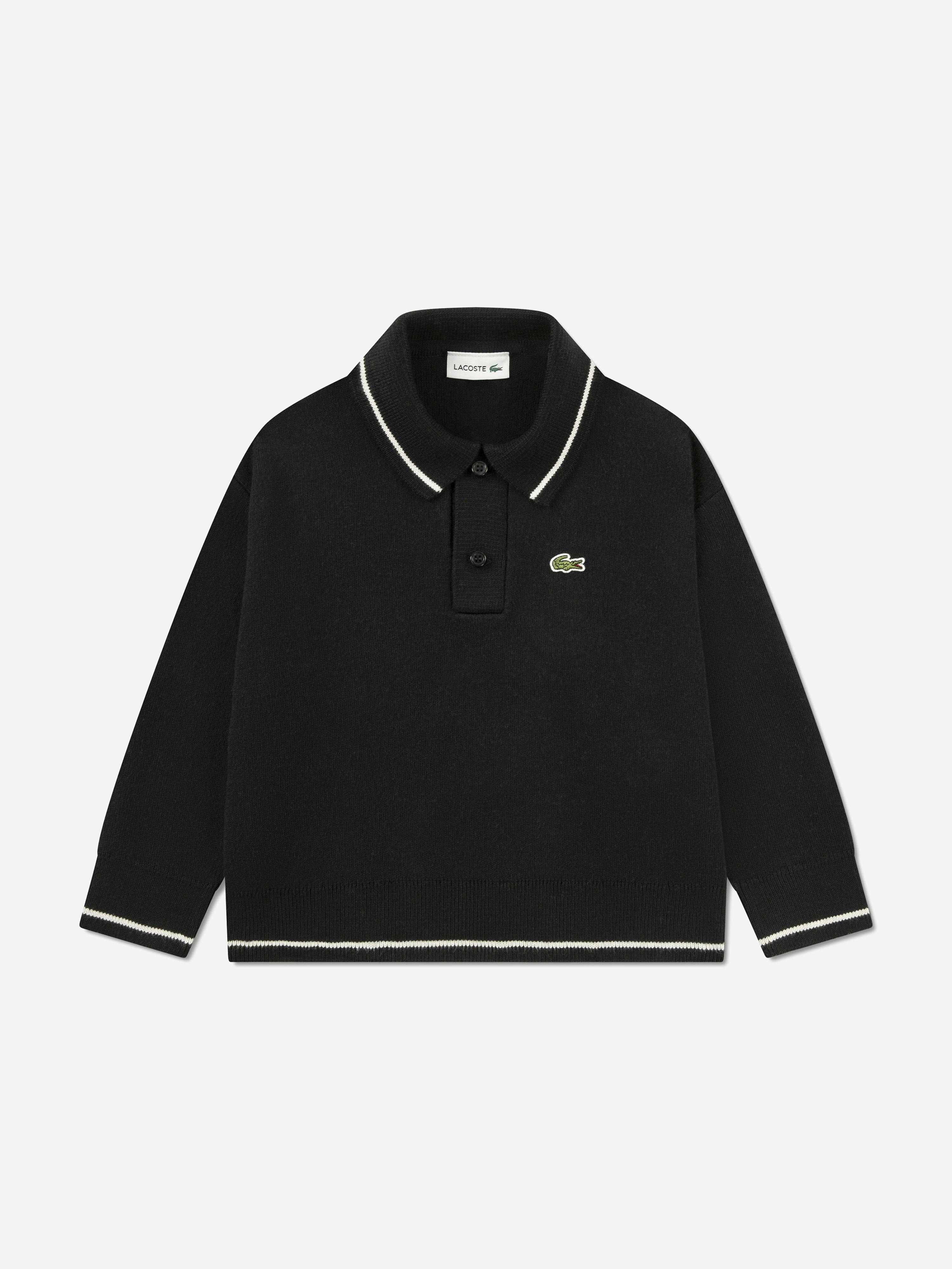 Lacoste Kids Boys Black Lacoste Polo Jumper In - Xl 16Yrs