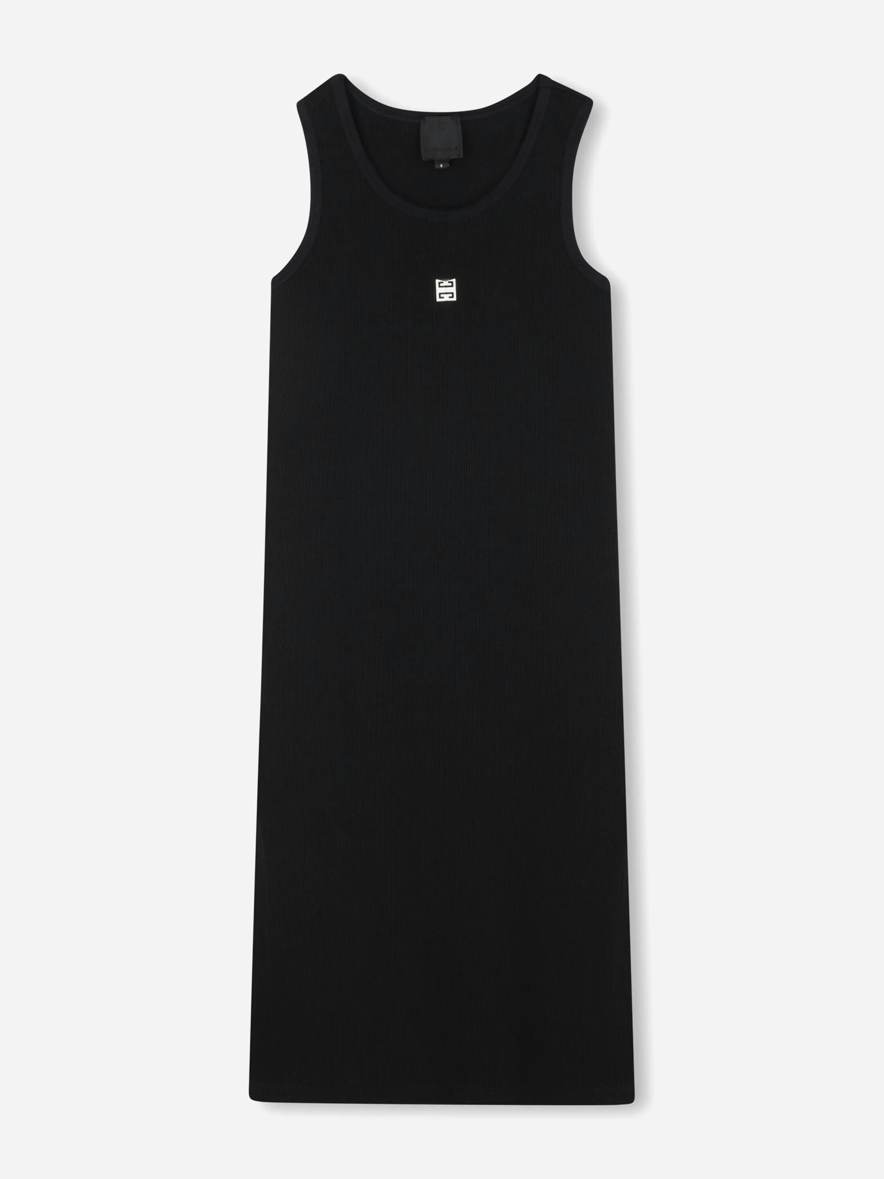 Givenchy Girls Black Ribbed Logo Tank Dress In - 10 Yrs