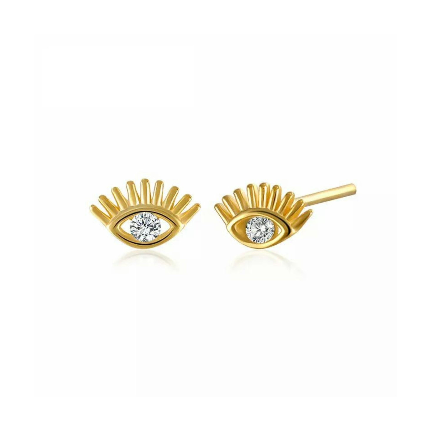 Spero London Silver/Gold Eye Stud Earrings Sterling